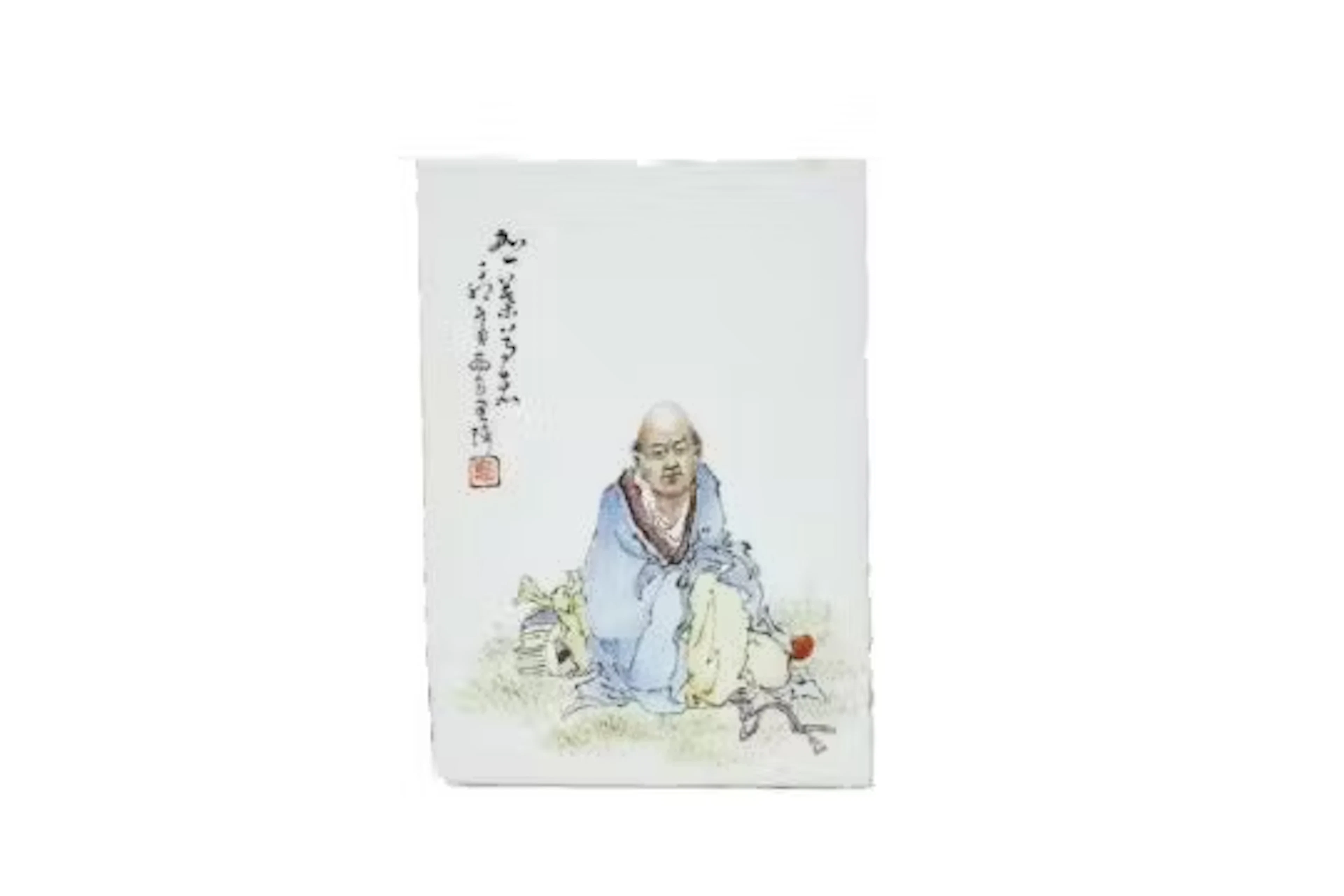 A small Chinese Famille Rose porcelain plaque