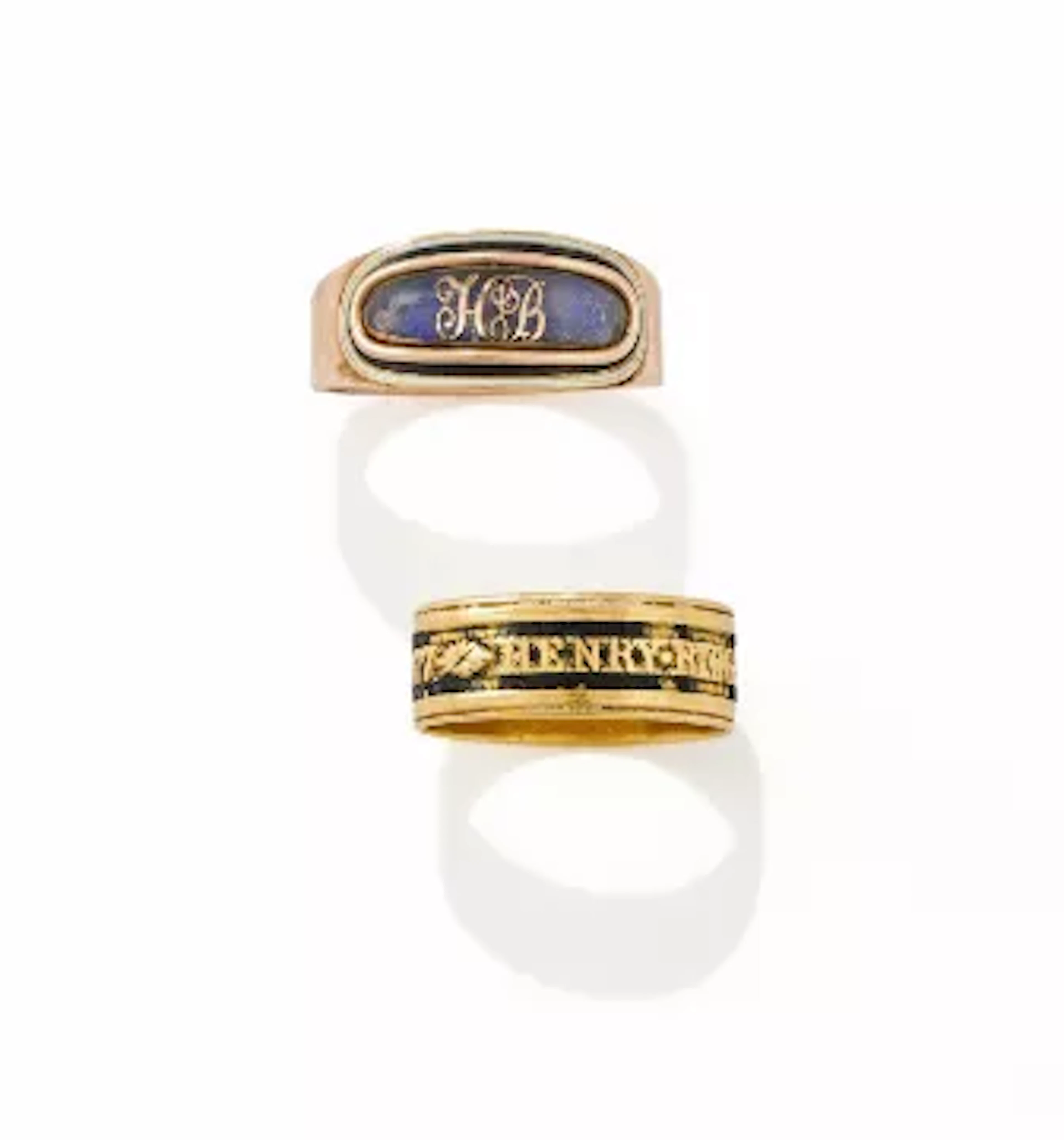 TWO GEORGE III MOURNING RINGS, CIRCA 1800