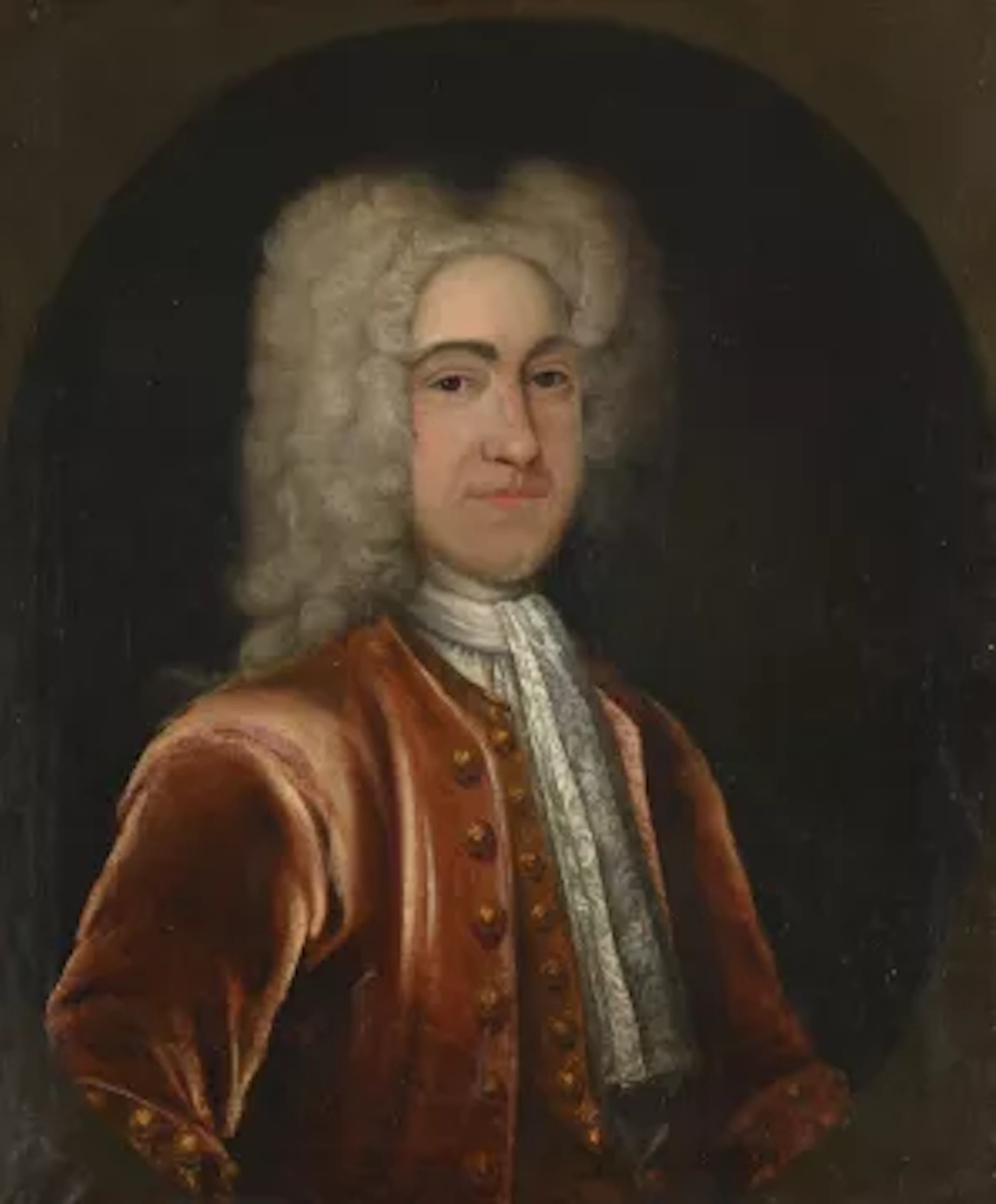 ENGLISH SCHOOL (18TH CENTURY), PORTRAIT OF A GENTLEMAN IN A BROWN COAT