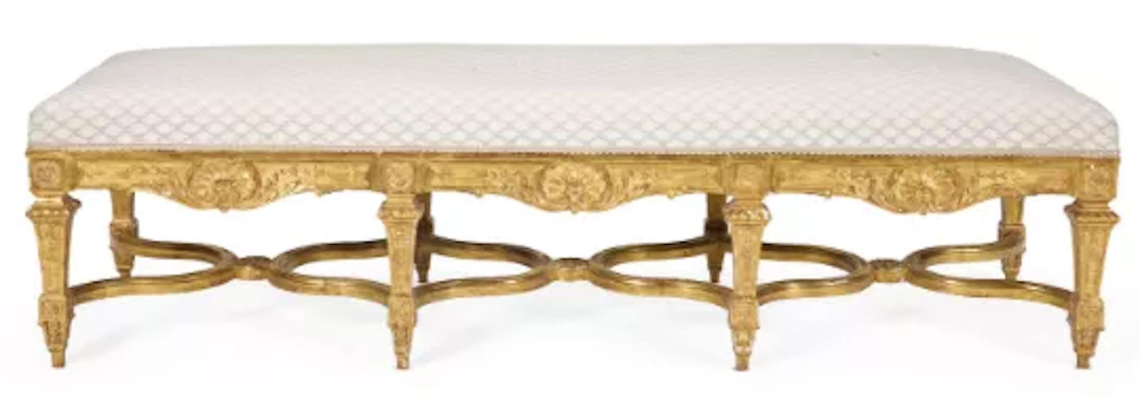 A GILTWOOD STOOL OF LOUIS XIV STYLE, CIRCA 1900, POSSIBLY BY LENYGON & MORANT