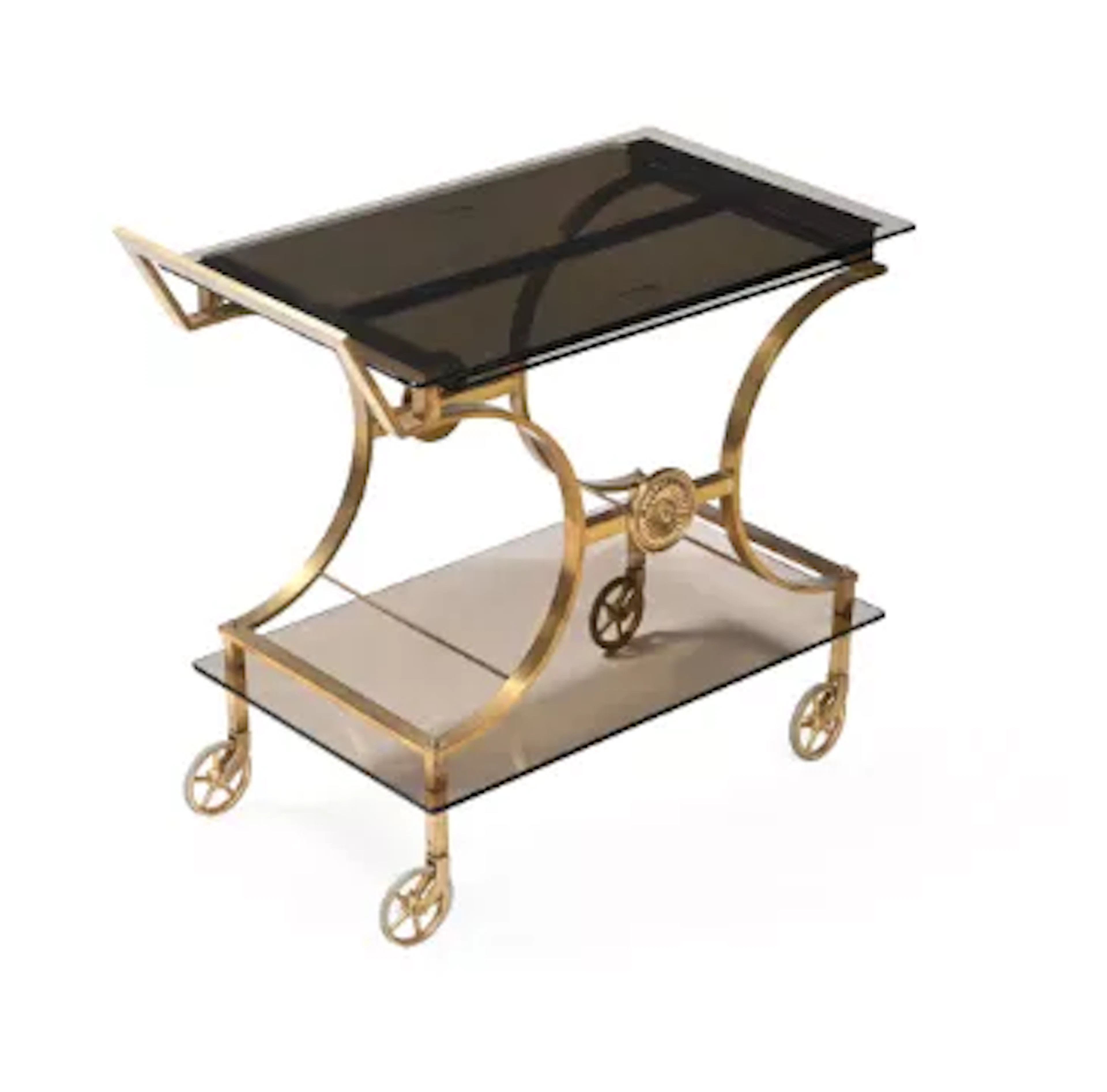MAISON BAGUES (FRENCH), ATTRIBUTED, A TIERED BAR TROLLEY, SECOND HALF