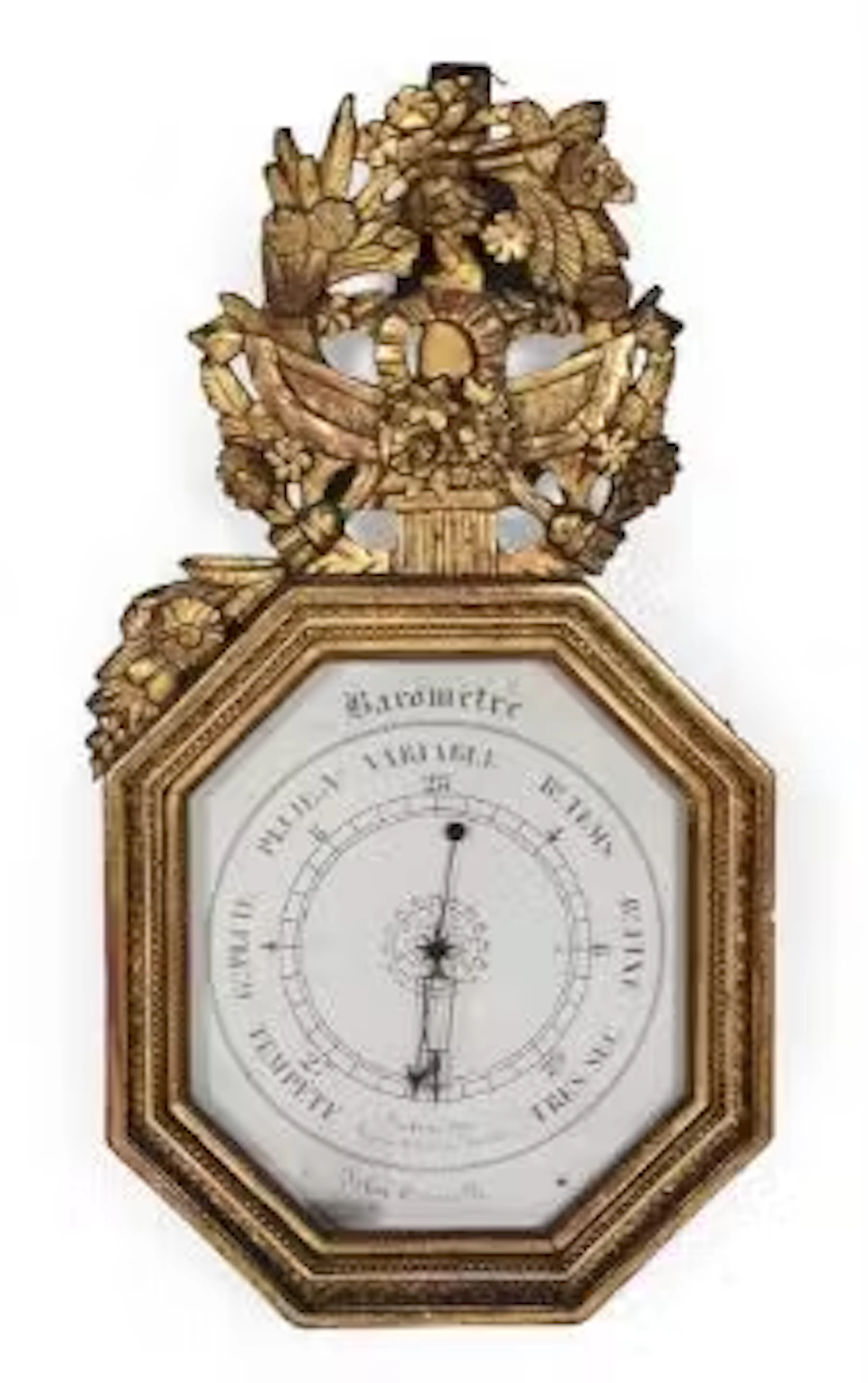 A GILTWOOD OCTAGONAL BAROMETER, PARIS, CIRCA 1795