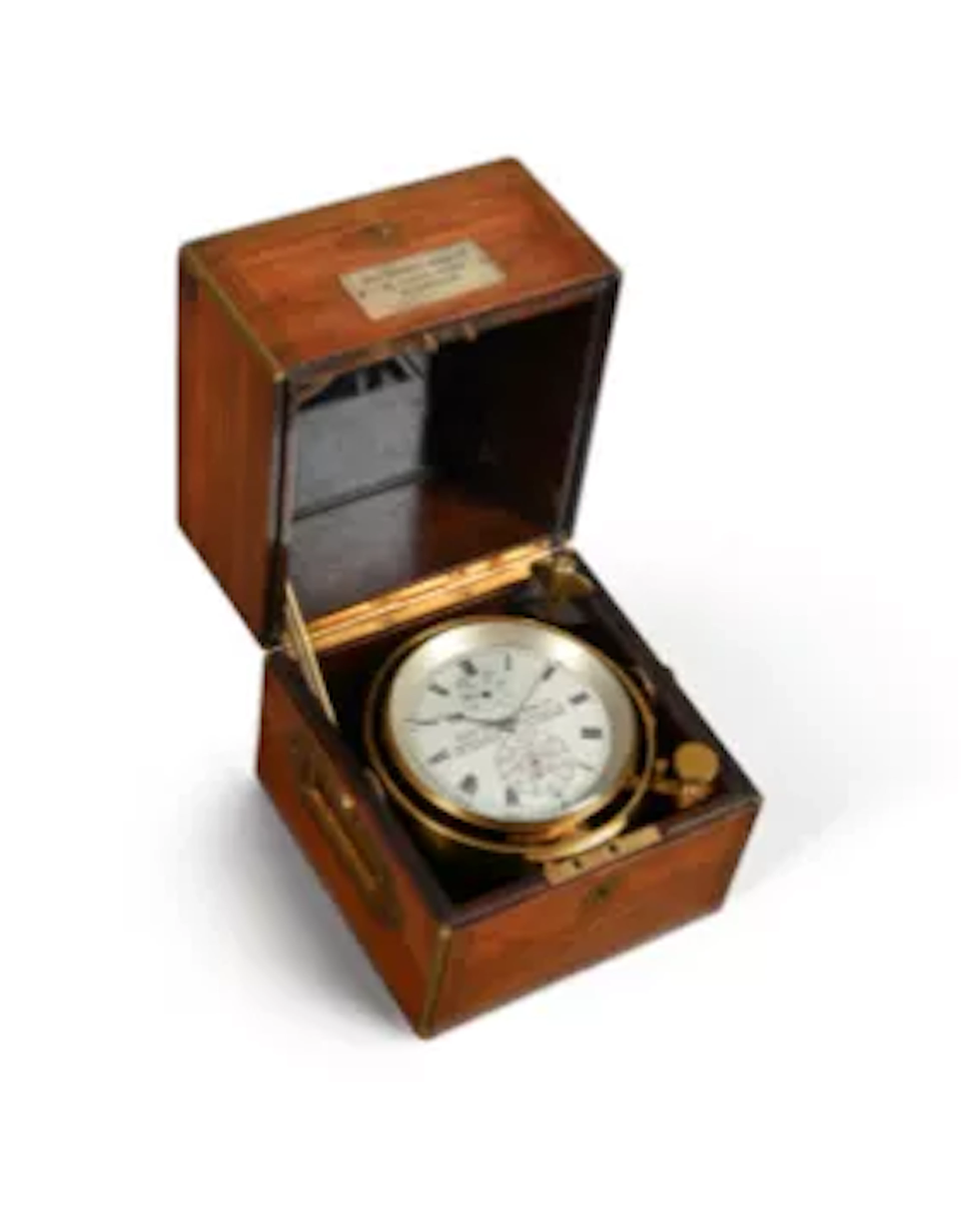 Y A LATE VICTORIAN/EDWARDIAN BRASS BOUND ROSEWOOD CASED TWO-DAY MARINE