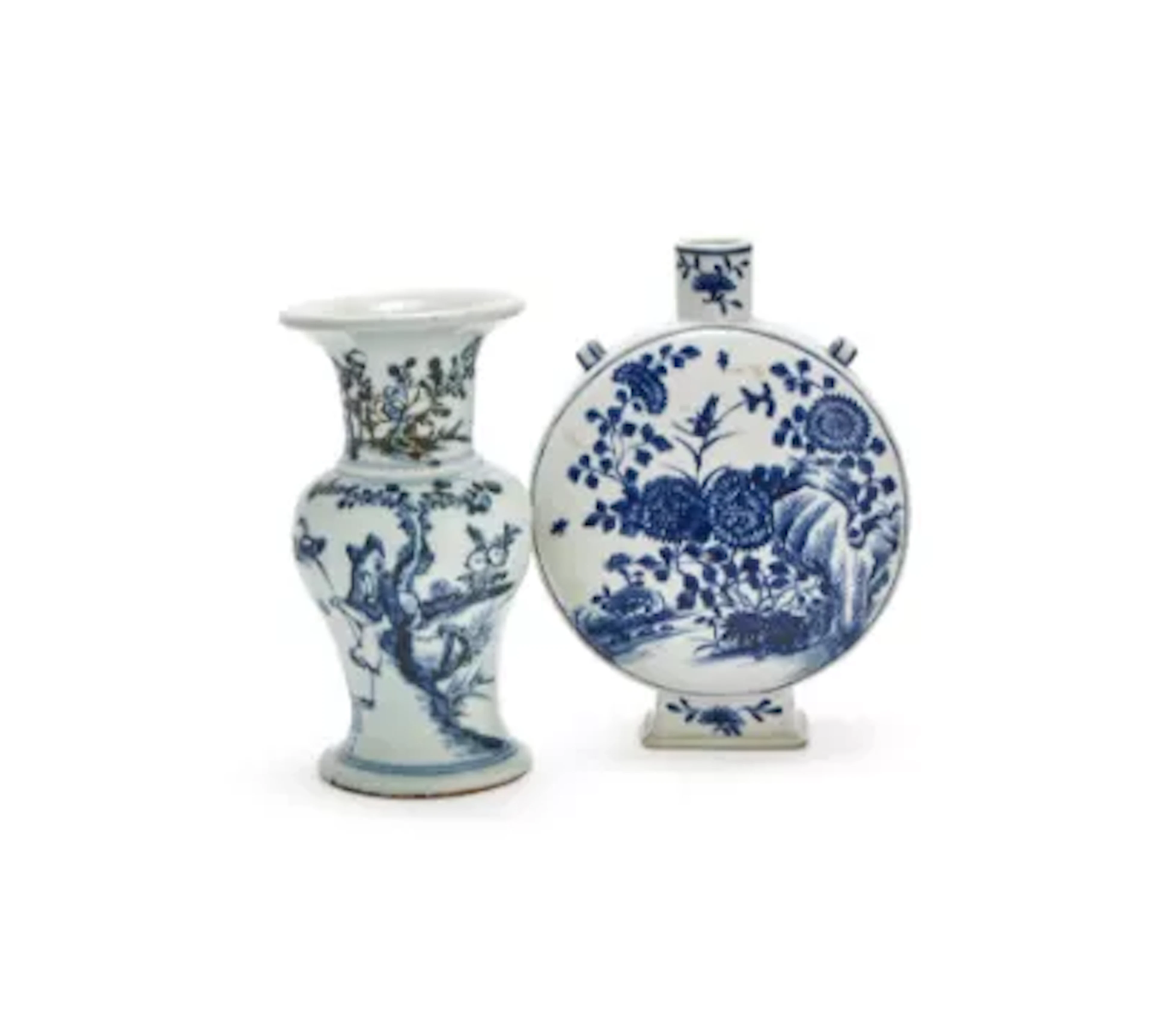 A Chinese blue and white pilgrim flask, Qing Dynasty