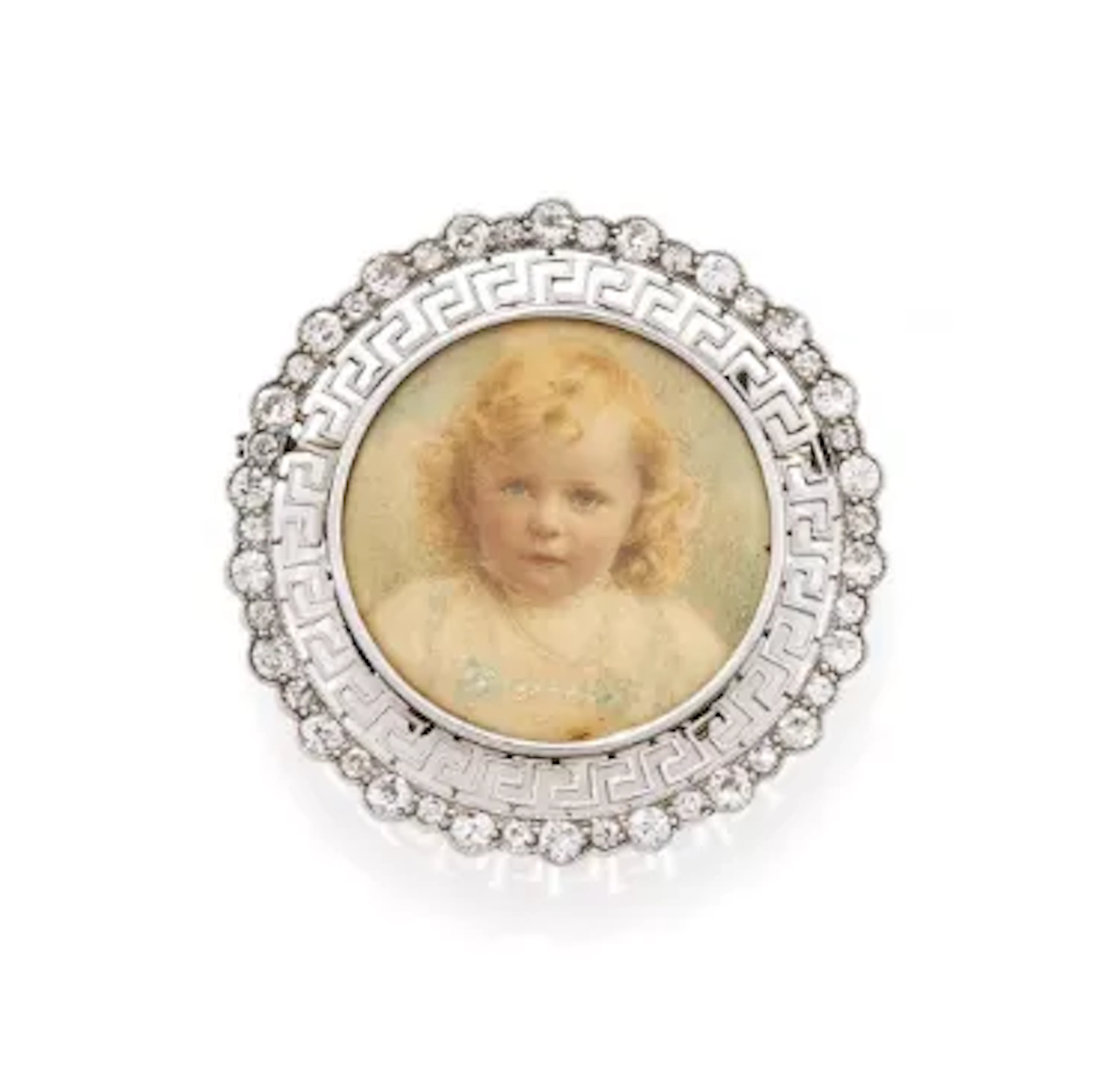Y AN EARLY 20TH CENTURY DIAMOND SET PORTRAIT MINIATURE BROOCH/PENDANT