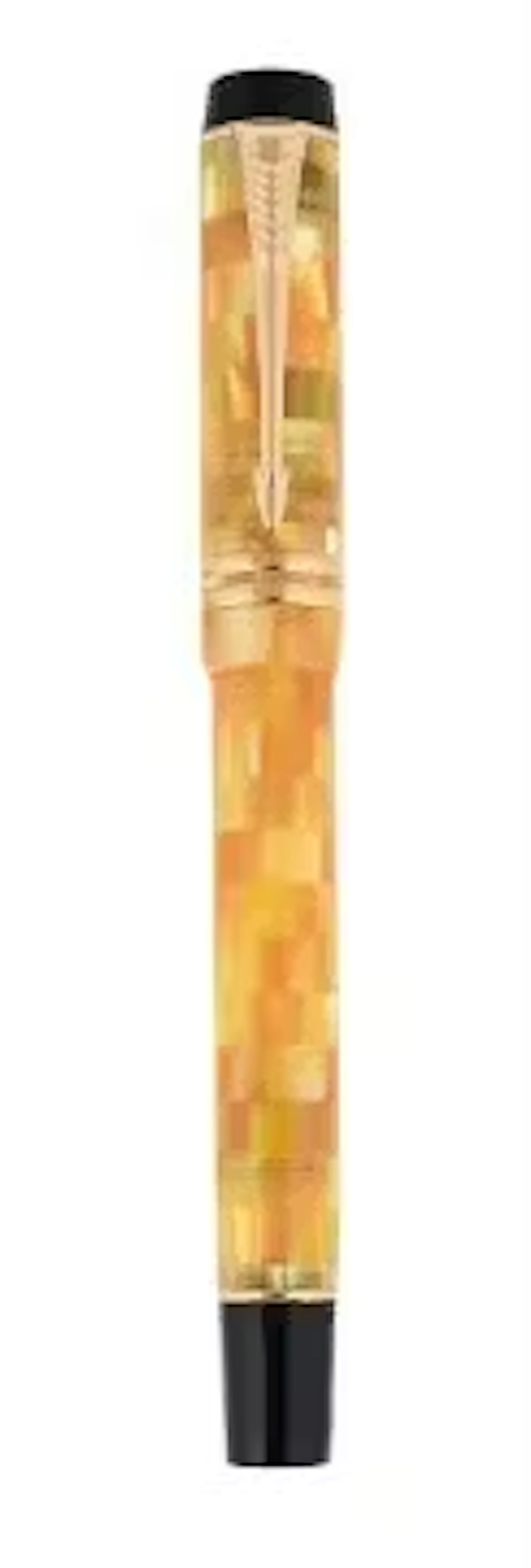 PARKER, DUOFOLD INTERNATIONAL, A YELLOW CHEQUERED FOUNTAIN PEN