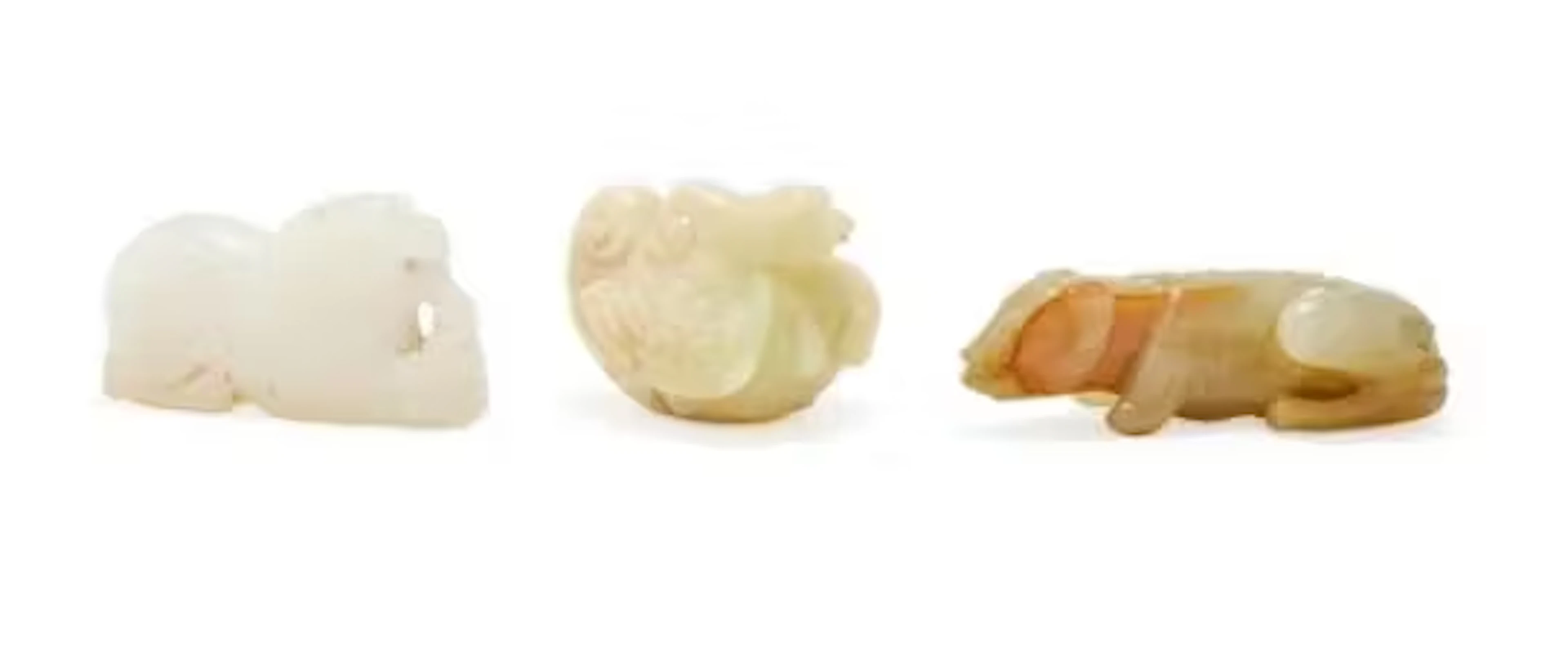 Three Chinese jade carvings of animals