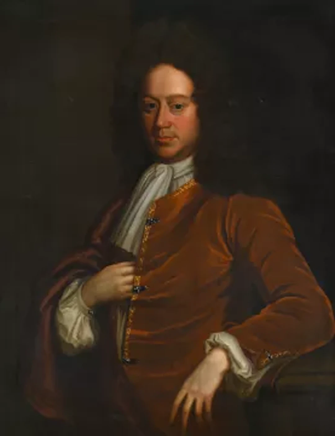 ENGLISH SCHOOL (18TH CENTURY), PORTRAIT OF A GENTLEMAN IN AN ORANGE
