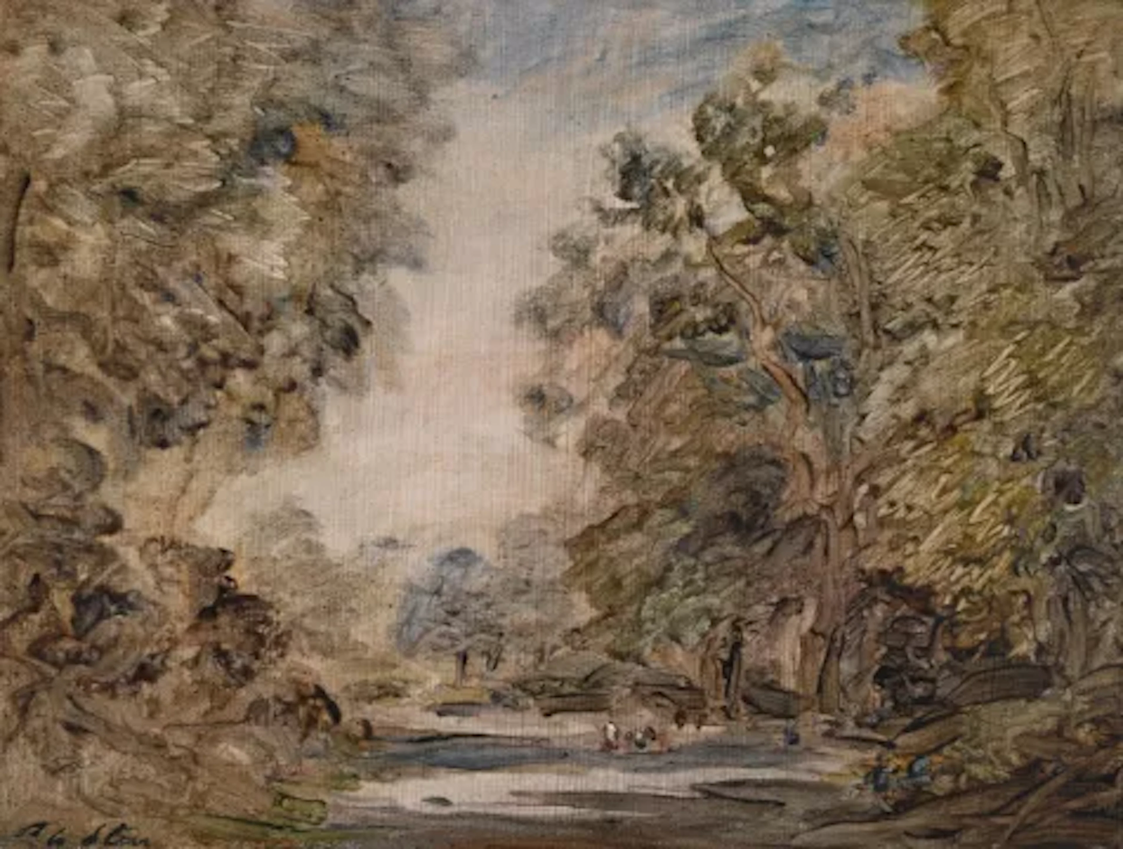 PHILIP WILSON STEER (BRITISH 1860-1942), A RIVER THROUGH A WOODED