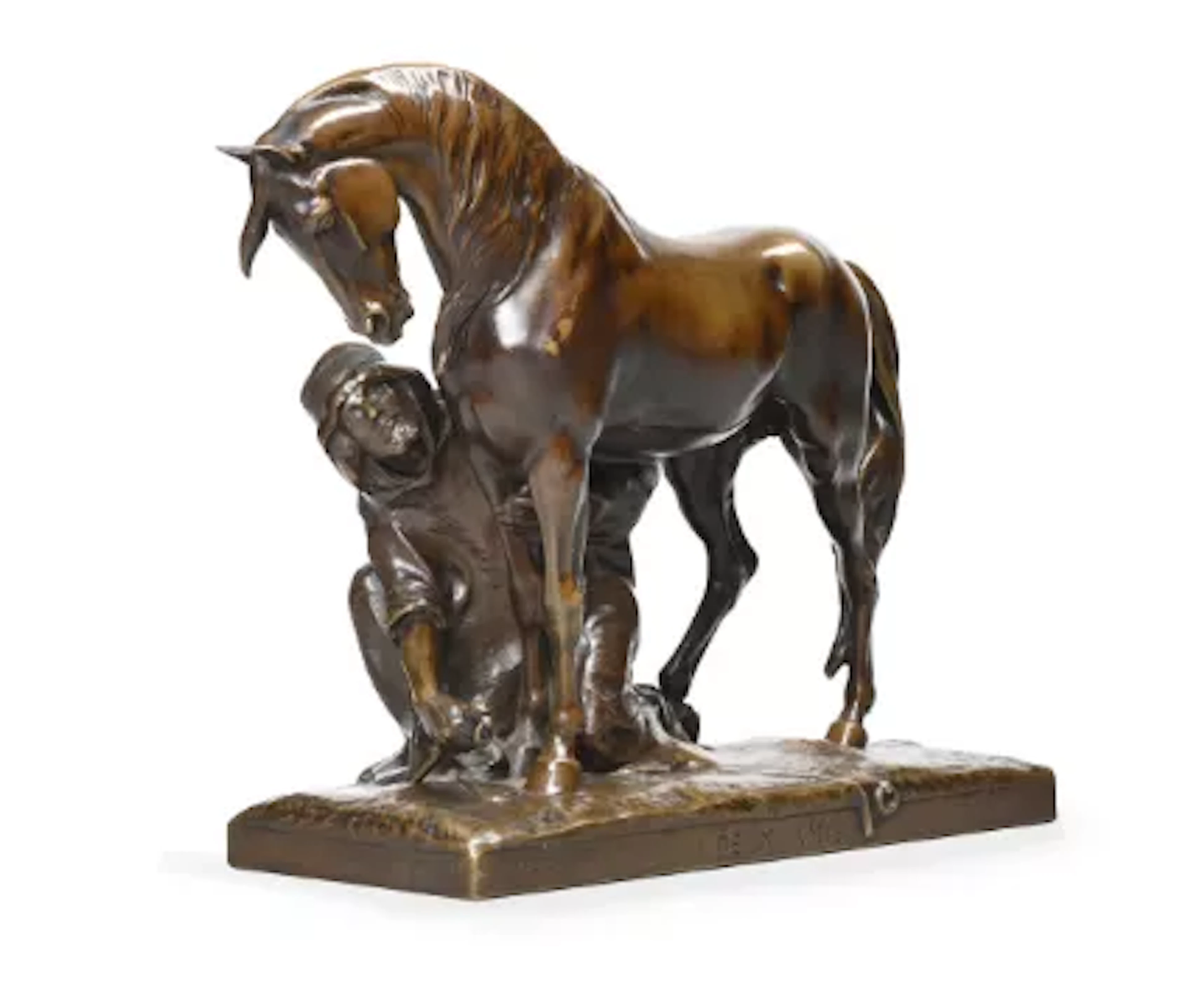 VICTOR PETER, AN EQUESTRIAN BRONZE 'DEUX AMIS', CAST BY SUSSE FRERES