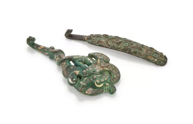 Two Chinese bronze belt hooks
