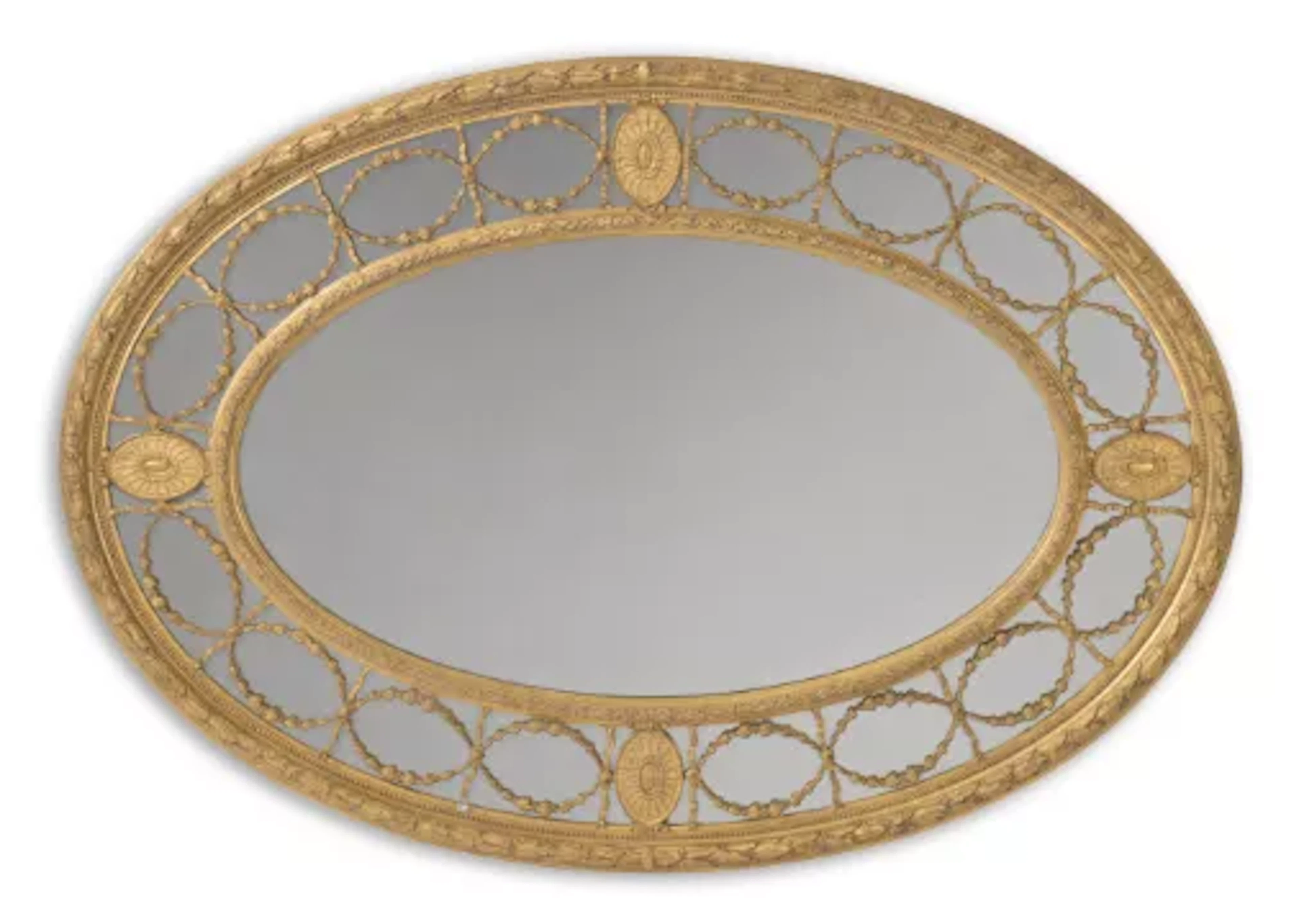 A CARVED GILTWOOD AND GESSO MARGINAL MIRROR, IN GEORGE III STYLE, 19TH CENTURY