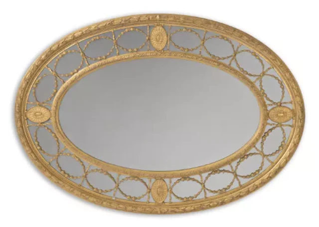 A CARVED GILTWOOD AND GESSO MARGINAL MIRROR, IN GEORGE III STYLE, 19TH CENTURY