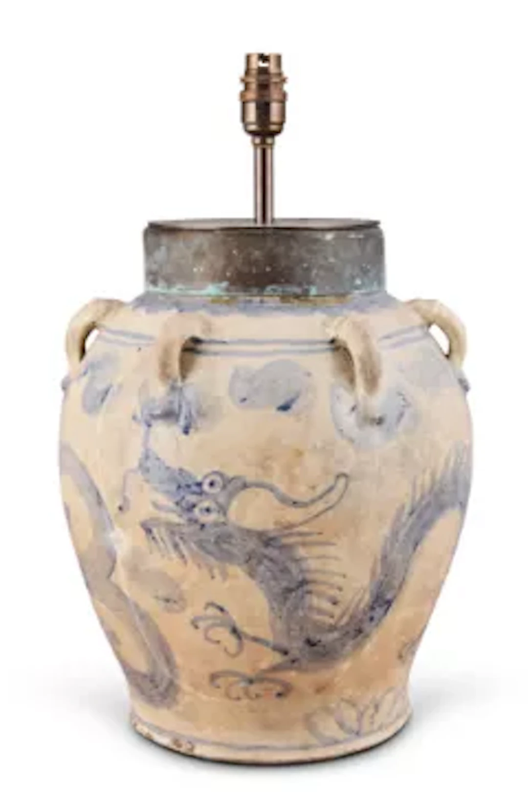 AN ANNAMESE STYLE BLUE AND WHITE VASE TABLE LAMP, EARLY 20TH CENTURY