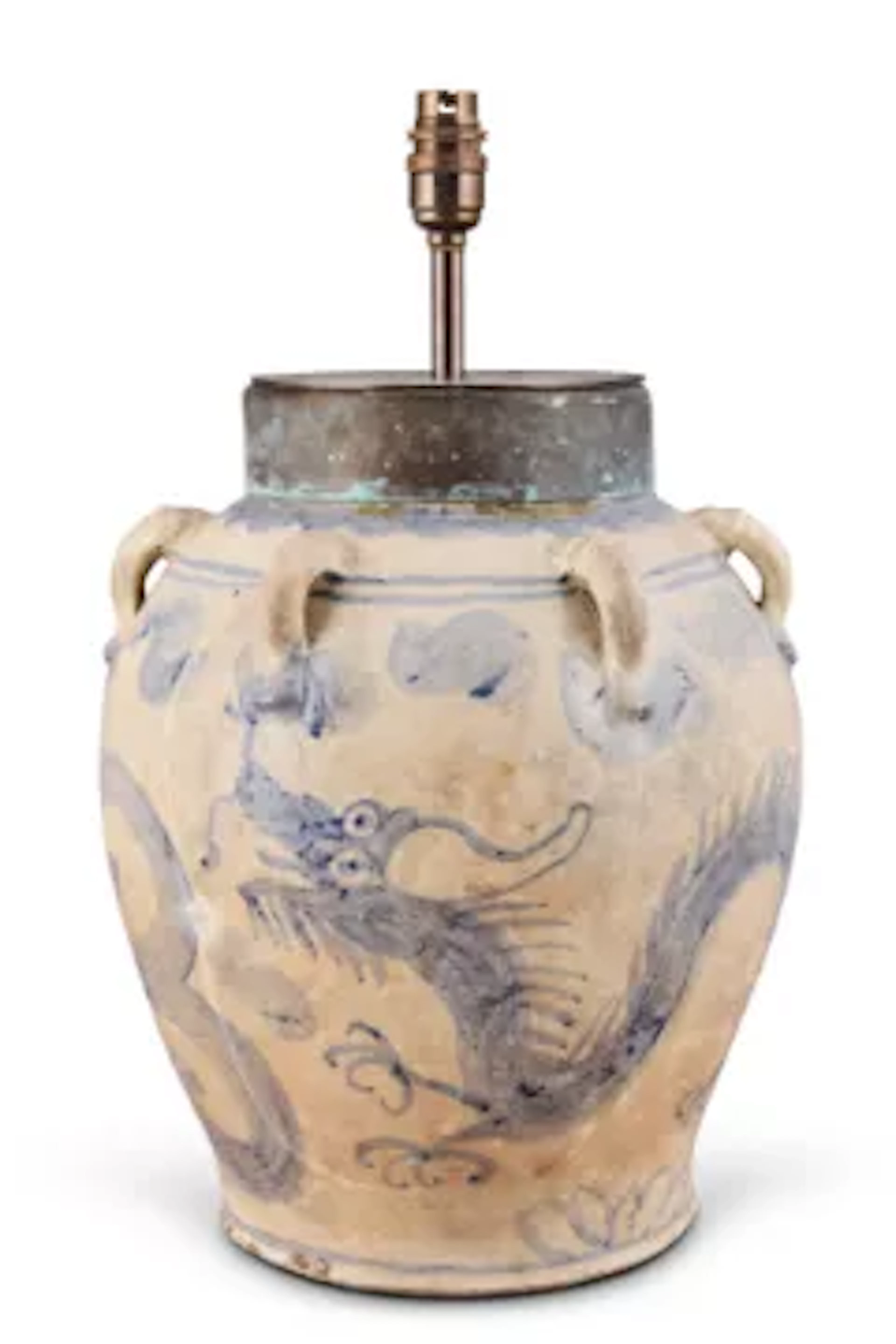 AN ANNAMESE STYLE BLUE AND WHITE VASE TABLE LAMP, EARLY 20TH CENTURY