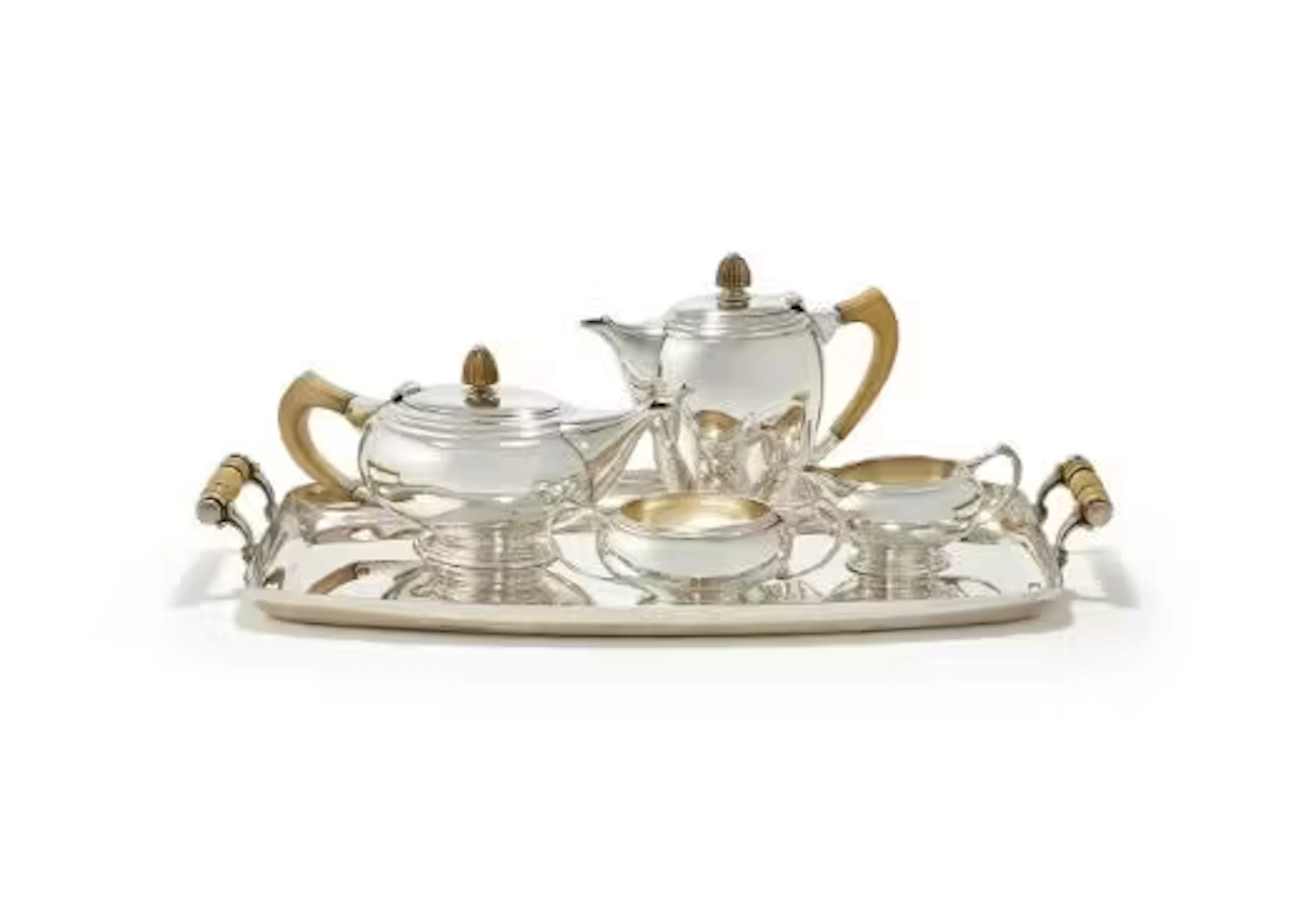 Y A SILVER FIVE PIECE TEA SET