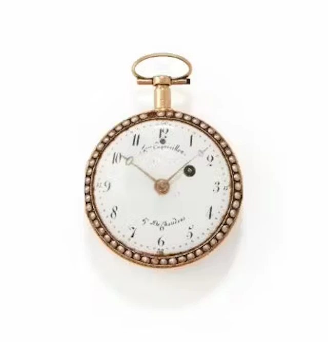 FRES. ESQUIVILLON & DELHOUDENS, A GOLD, ENAMEL AND PEARL OPEN FACE