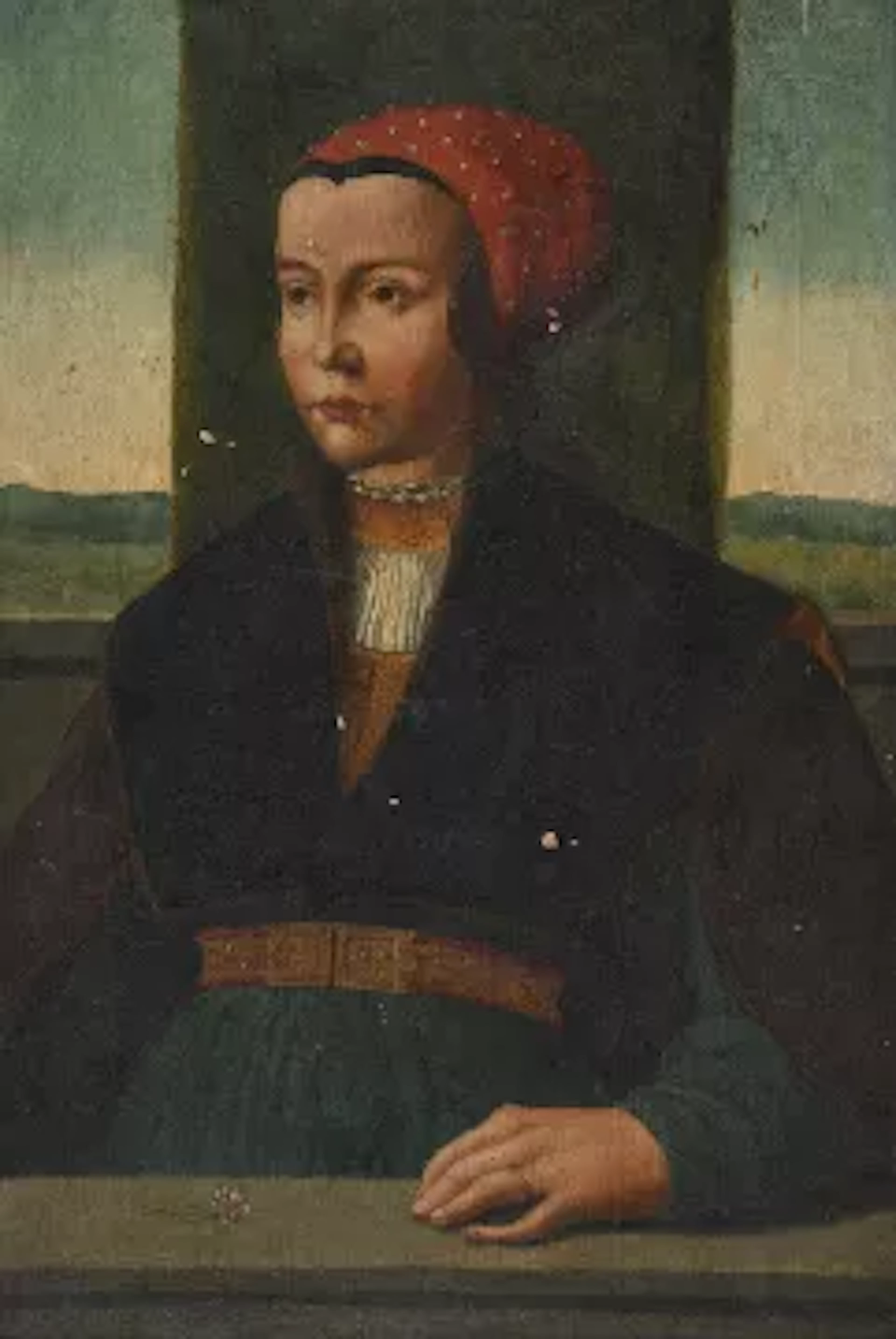 MANNER OF LUDGER TOM RING THE YOUNGER, PORTRAIT OF A LADY IN A RED CAP