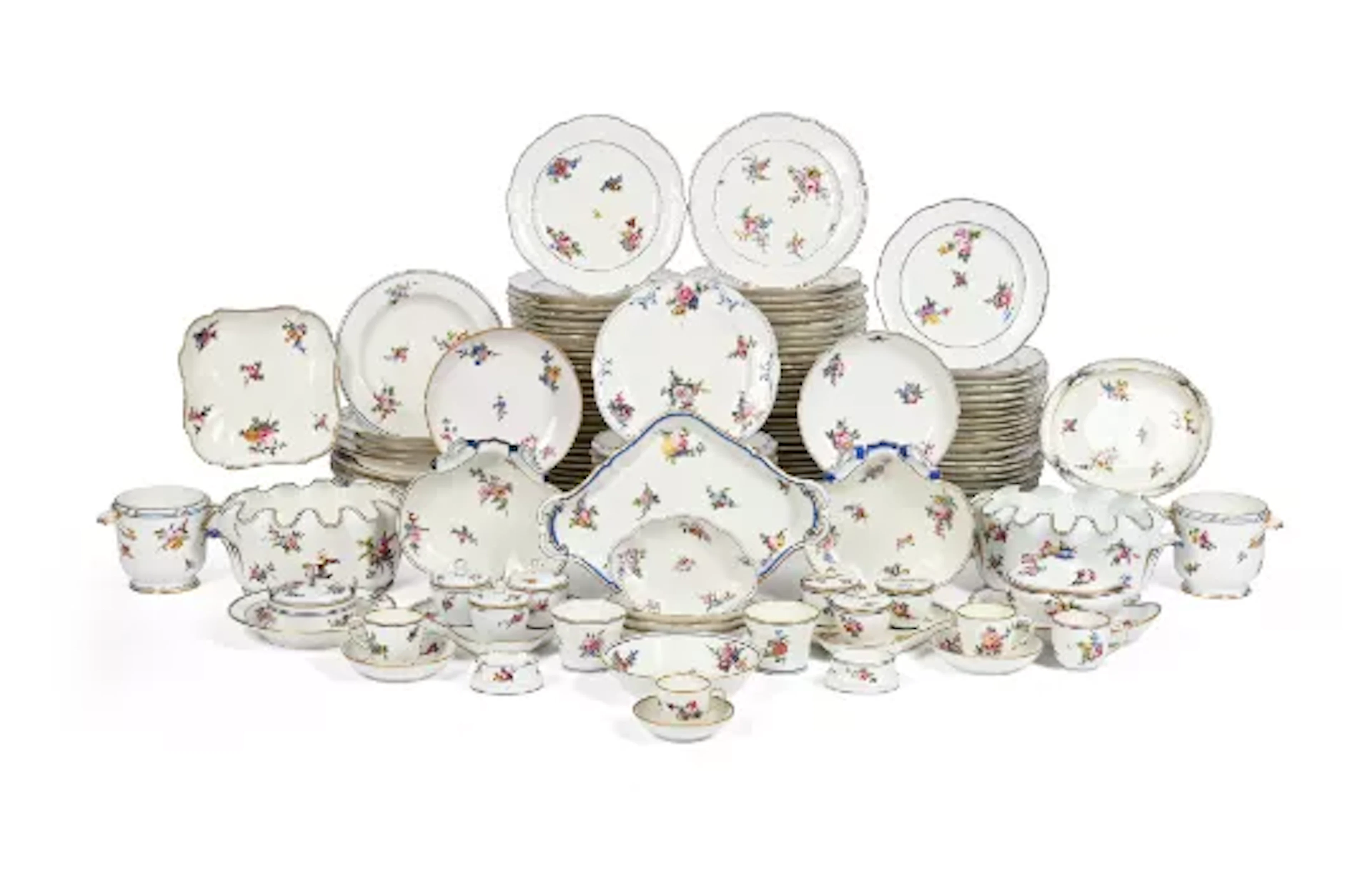SÈVRES, AN EXTENSIVE PORCELAIN COMPOSITE DINNER-SERVICE, CIRCA 1758-1790