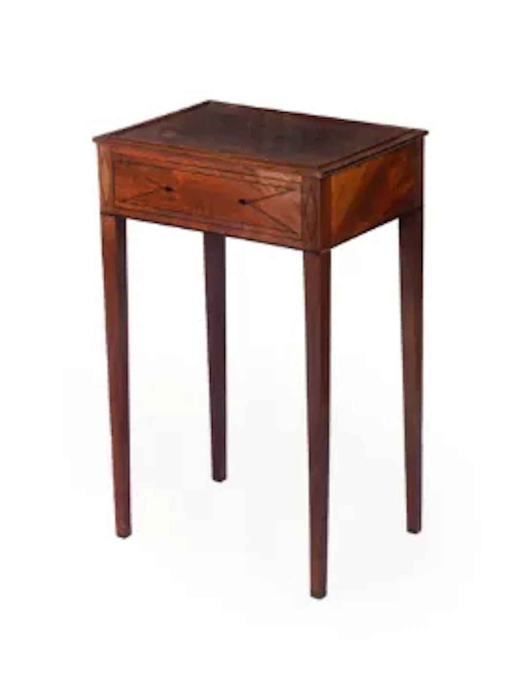 A GEORGE III LINE INLAID MAHOGANY SIDE TABLE, EARLY 19TH CENTURY