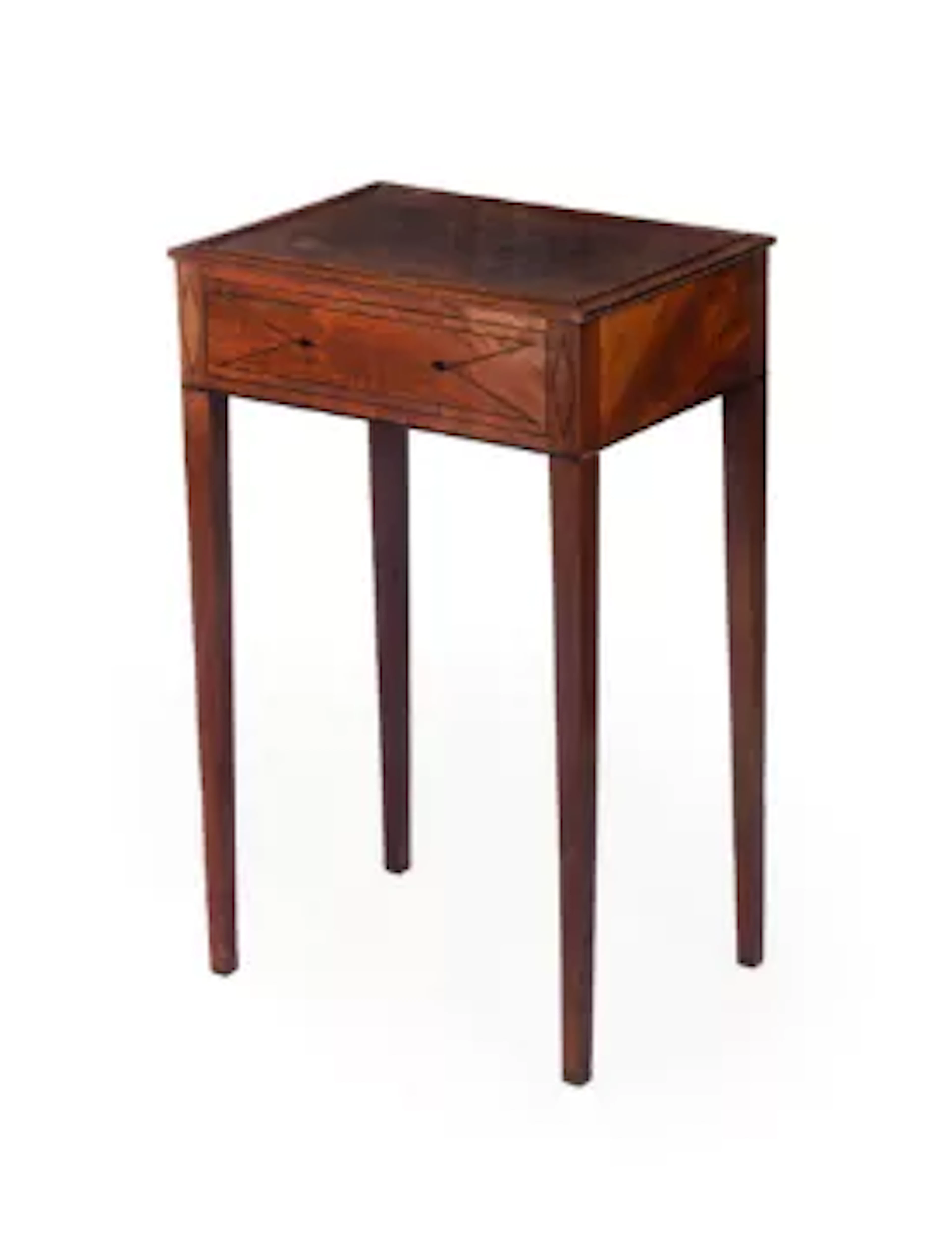 A GEORGE III LINE INLAID MAHOGANY SIDE TABLE, EARLY 19TH CENTURY