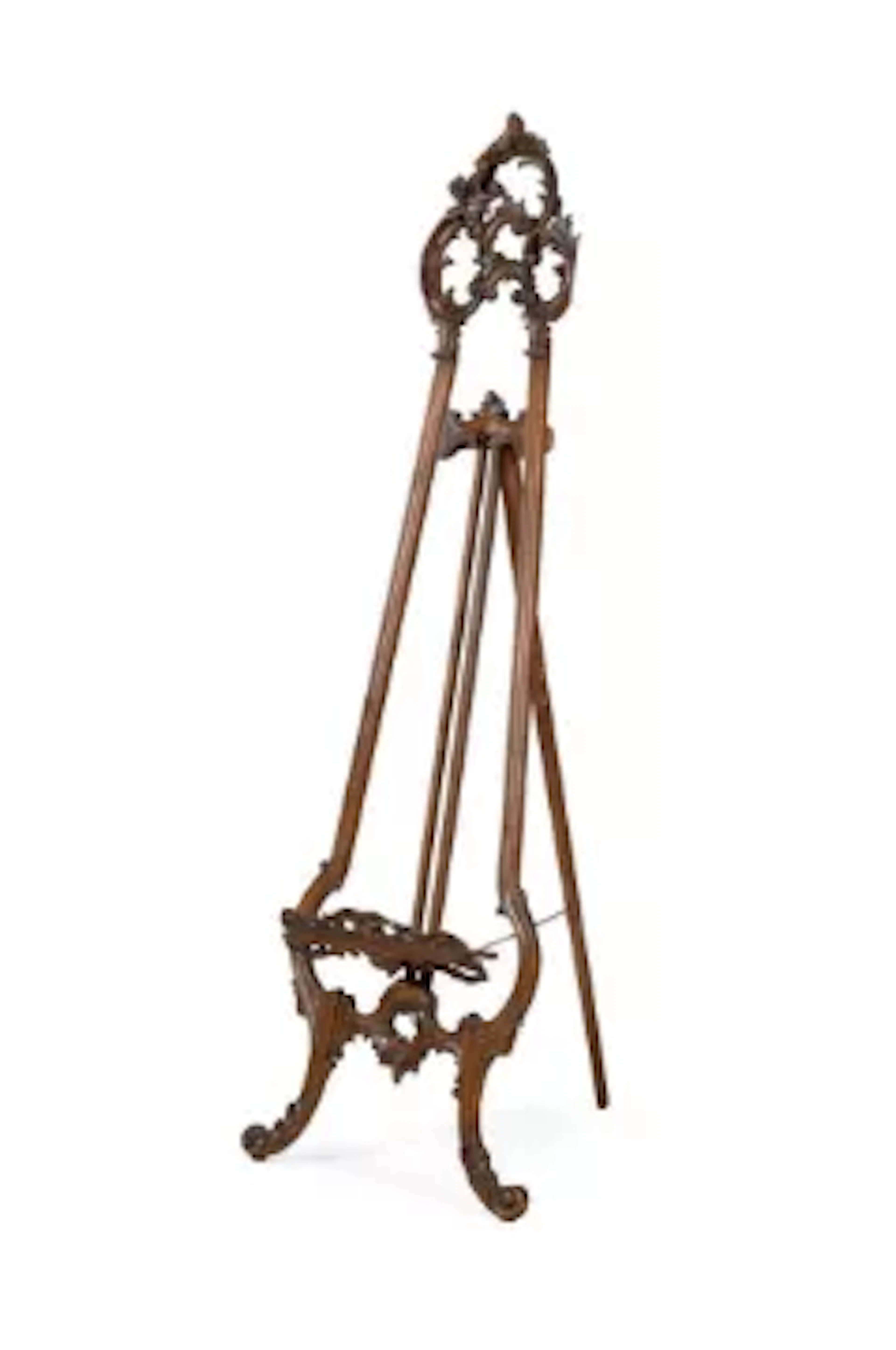 A CARVED WALNUT EASEL, FRENCH, LATE 19TH CENTURY