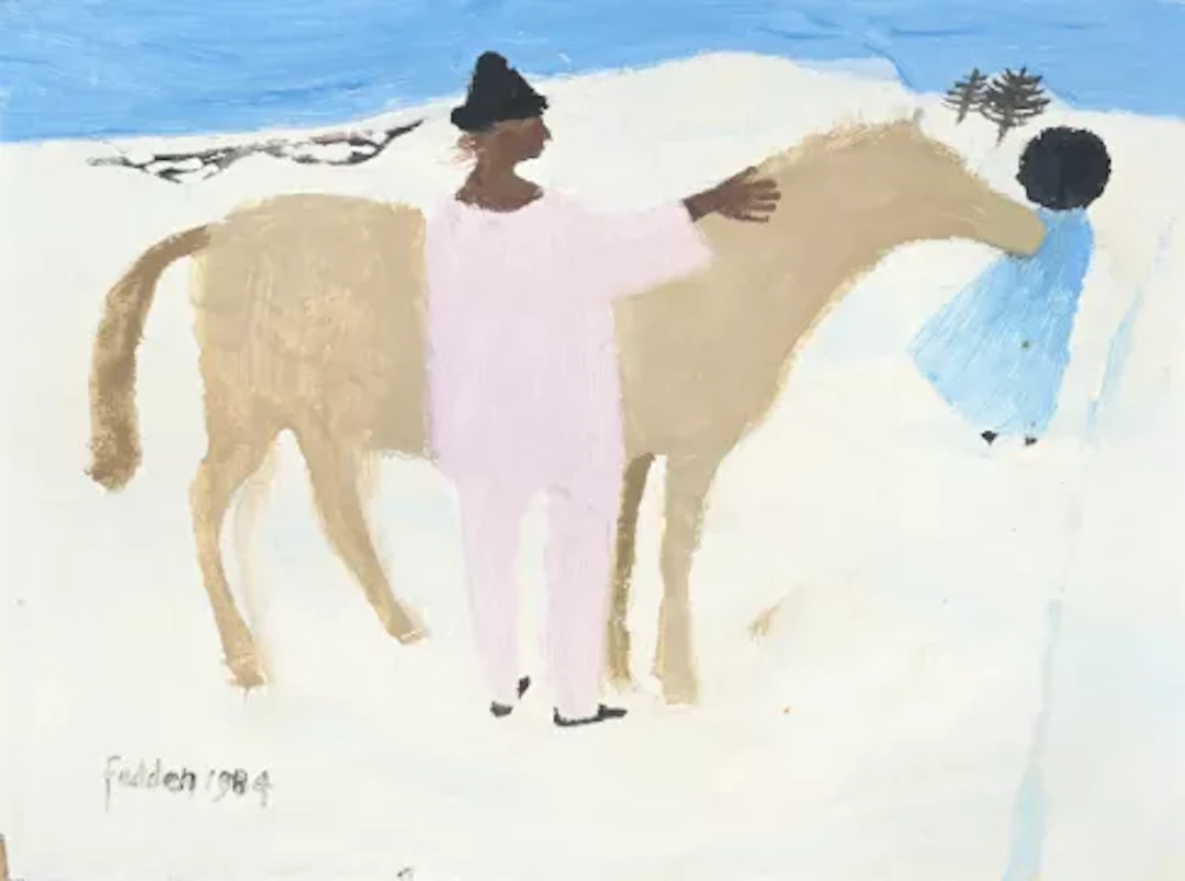 λ MARY FEDDEN (BRITISH 1915-2012), TWO FIGURES WITH A HORSE