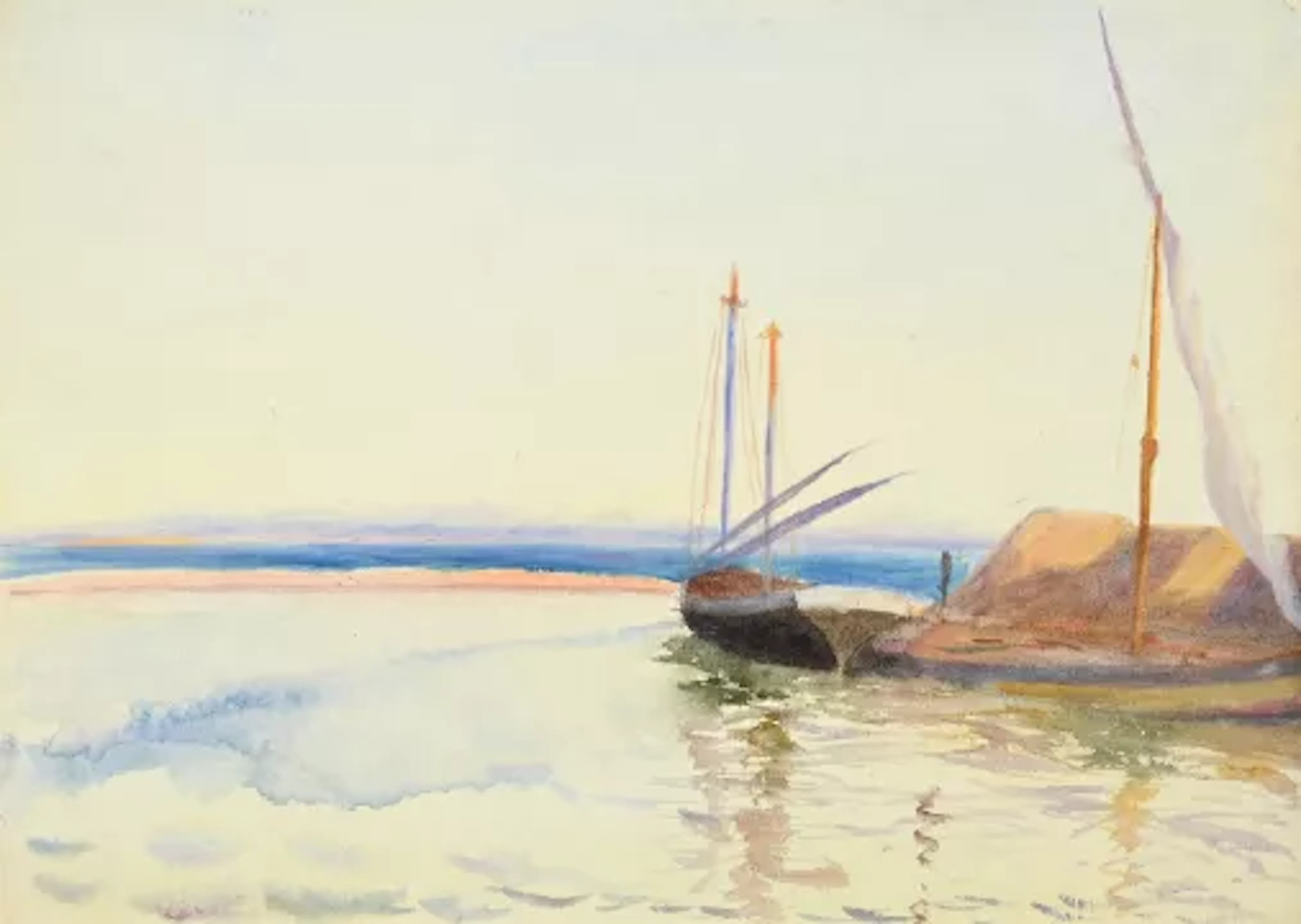 EMILY SARGENT (AMERICAN 1857-1936), BOATS IN A HARBOUR