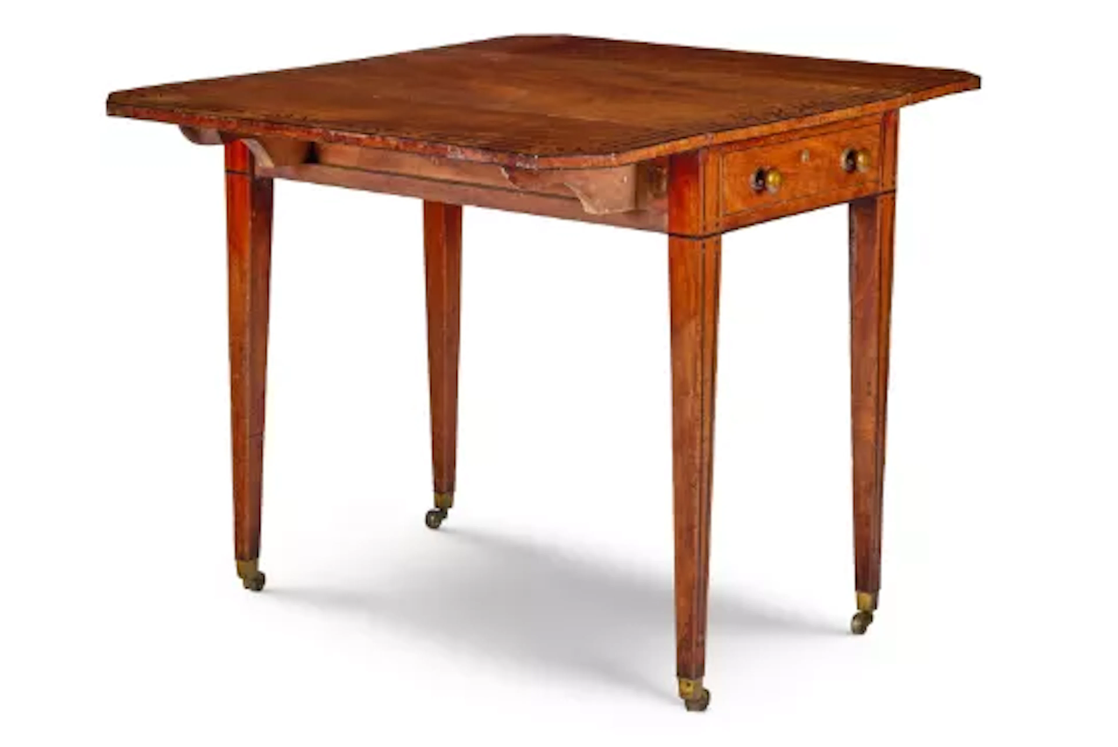 A REGENCY MAHOGANY AND MARQUETRY PEMBROKE TABLE, EARLY 19TH CENTURY