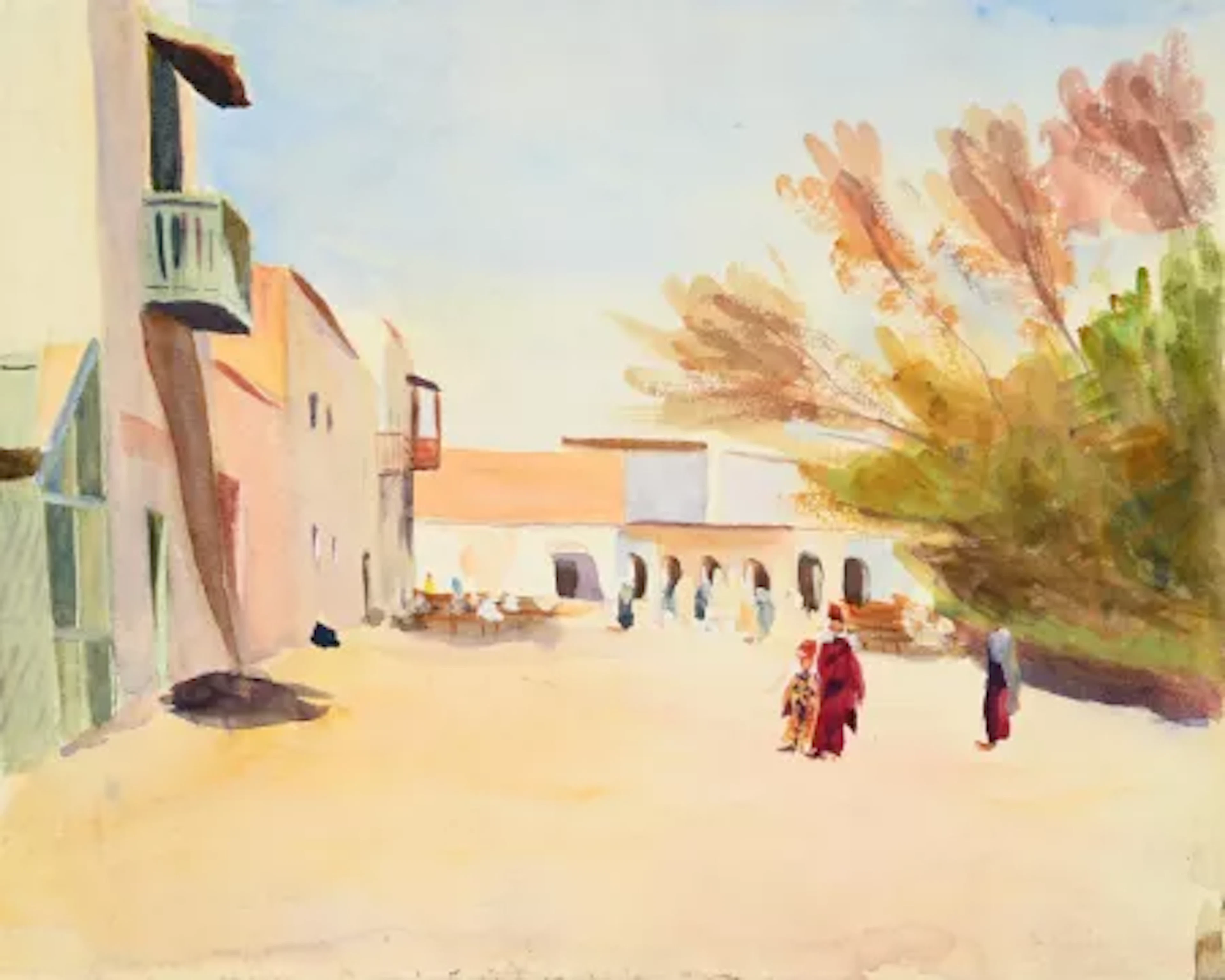 EMILY SARGENT (AMERICAN 1857-1936), MARKET SQUARE, BISKRA, ALGERIA