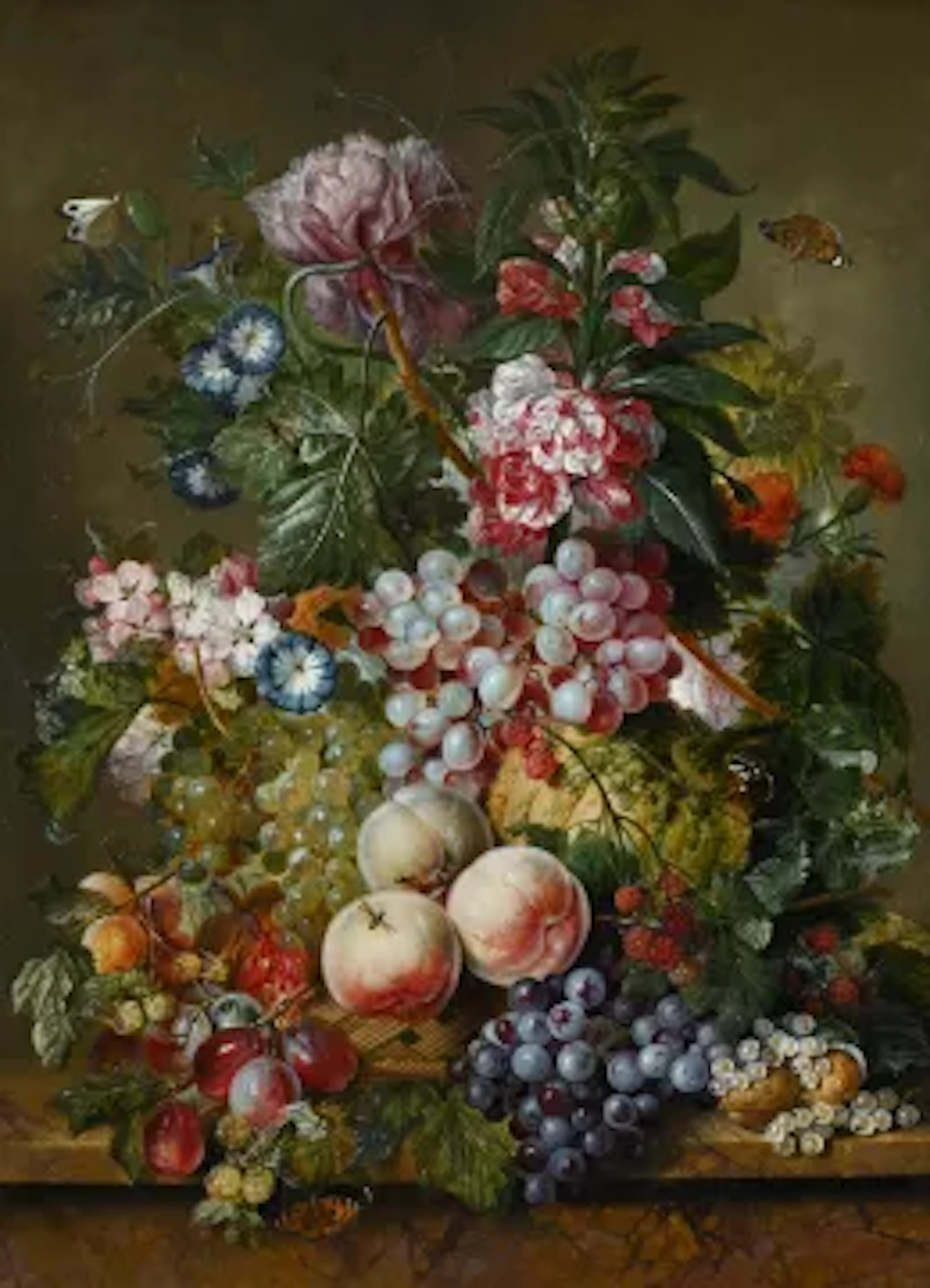 JACOBUS LINTHORST (DUTCH 1745-1815), A STILL LIFE OF FRUIT AND FLOWERS