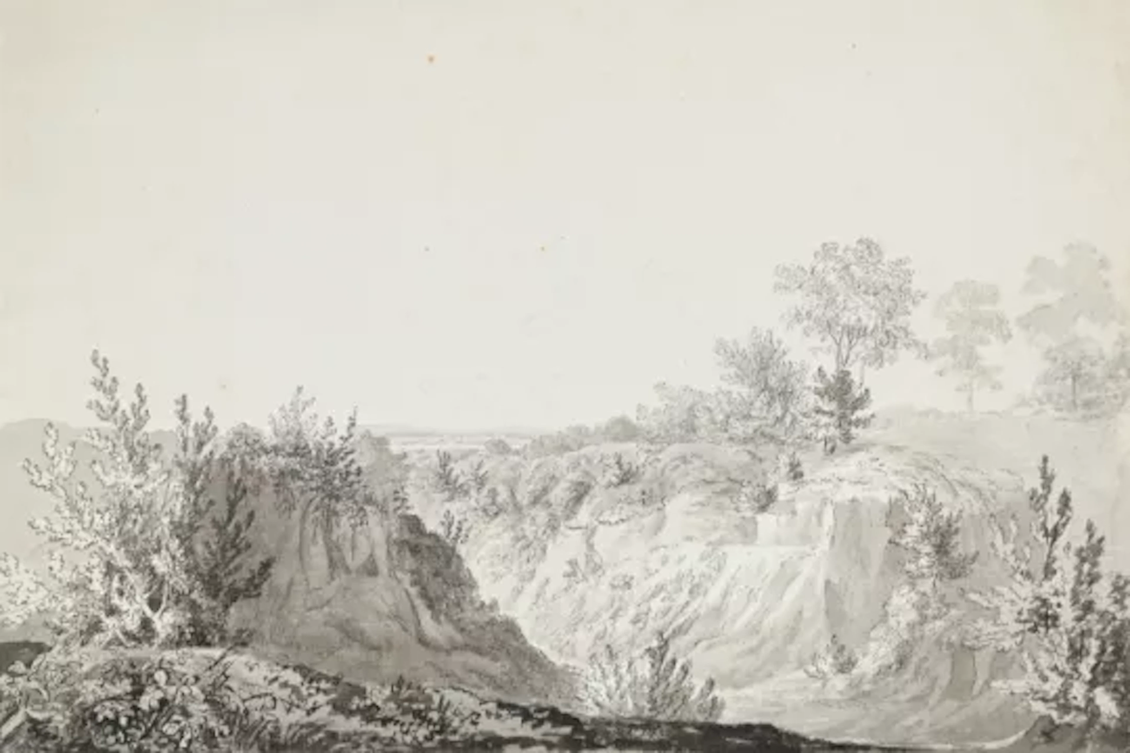 WILLIAM DAY (BRITISH 1764-1807), VIEW OF A VALLEY, WITH TWO FIGURES