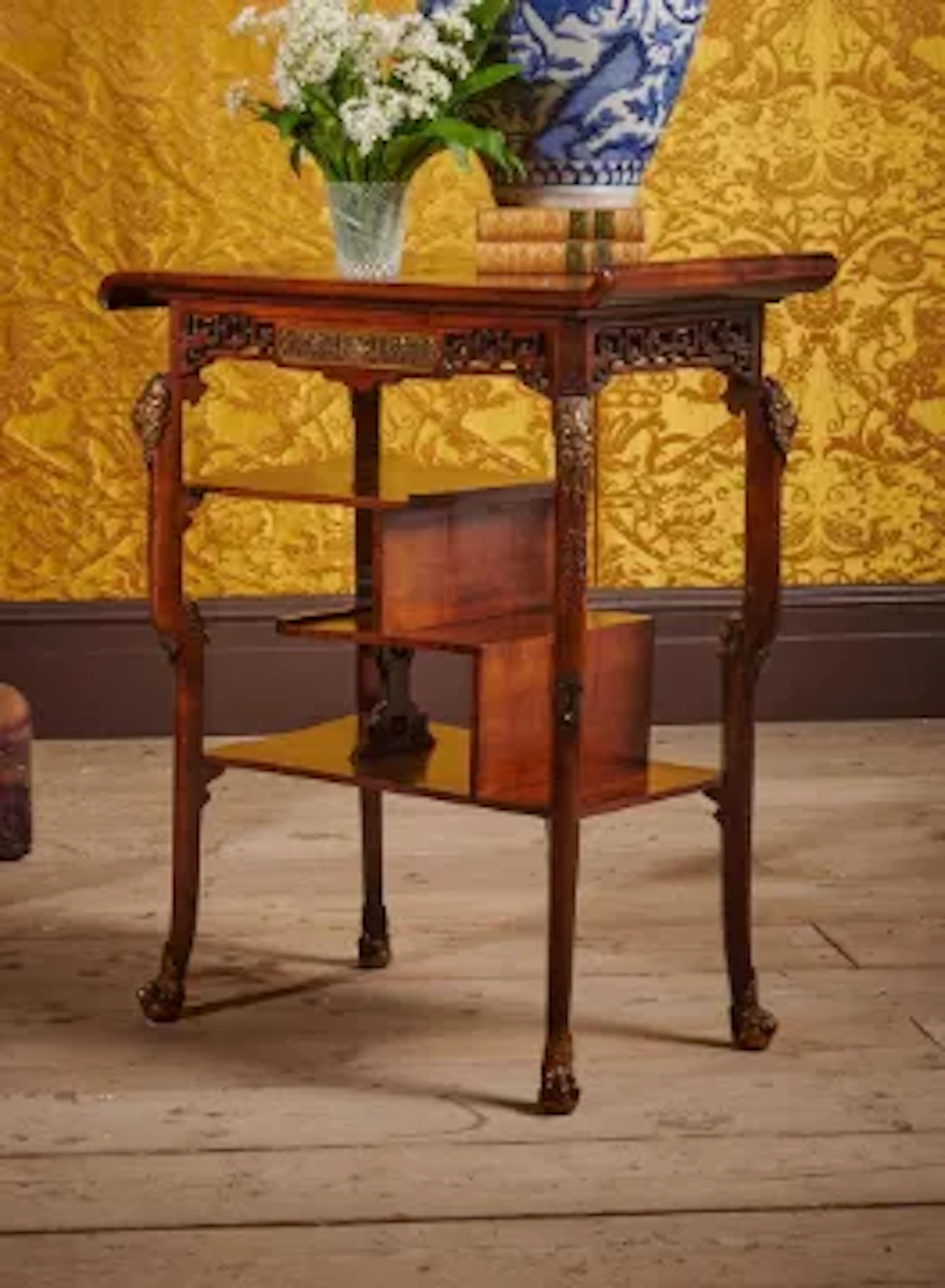 Y A FRENCH JAPONISME BEECH, ORMOLU MOUNTED AND MOTHER OF PERAL INLAID