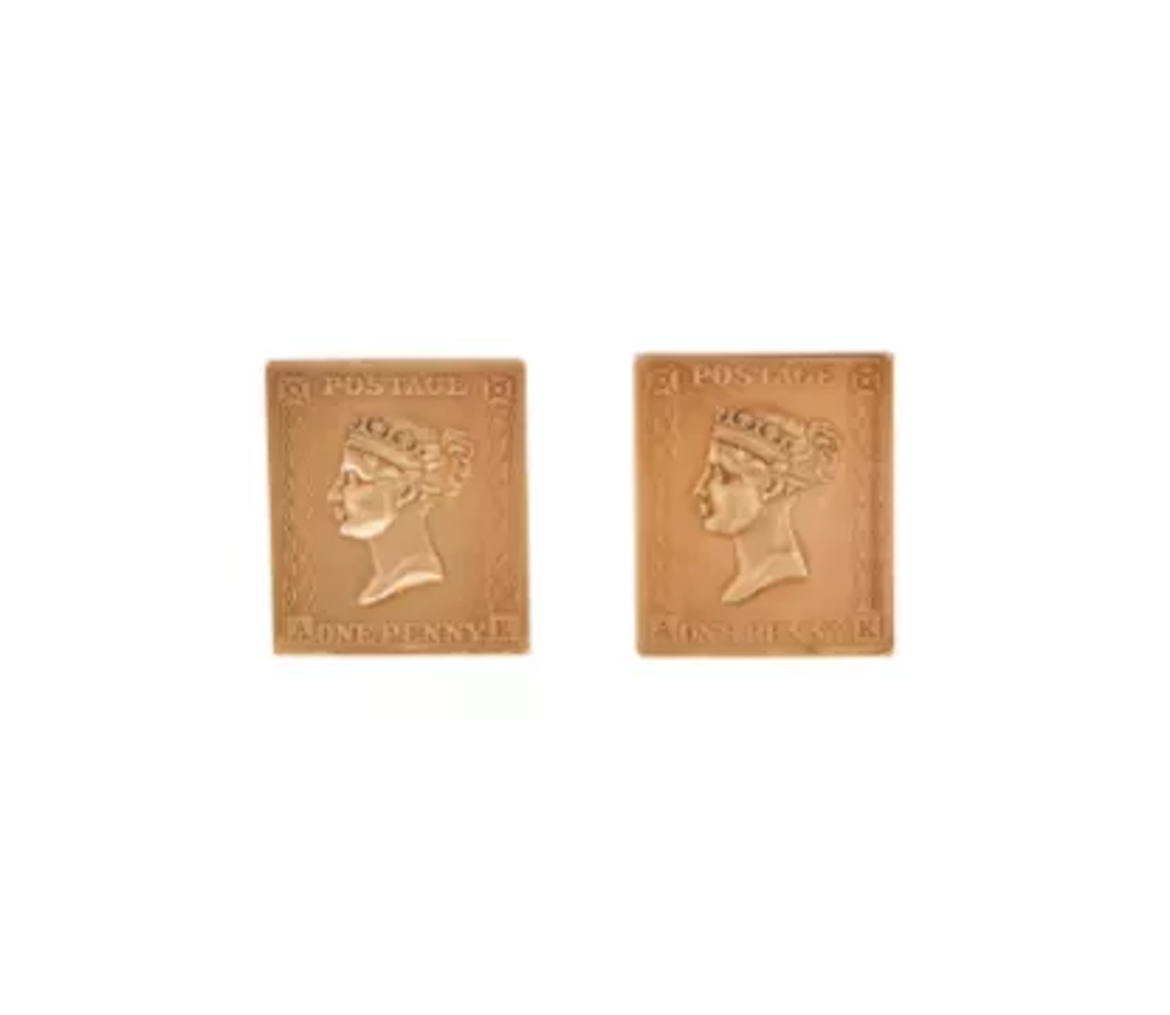 A PAIR OF 9 CARAT GOLD STAMP CUFFLINKS
