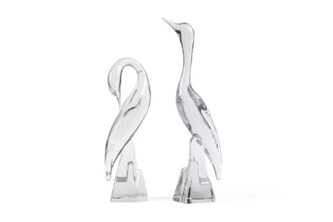 DAUM FRANCE, TWO CRANE SCULPTURES, LATE 20TH CENTURY