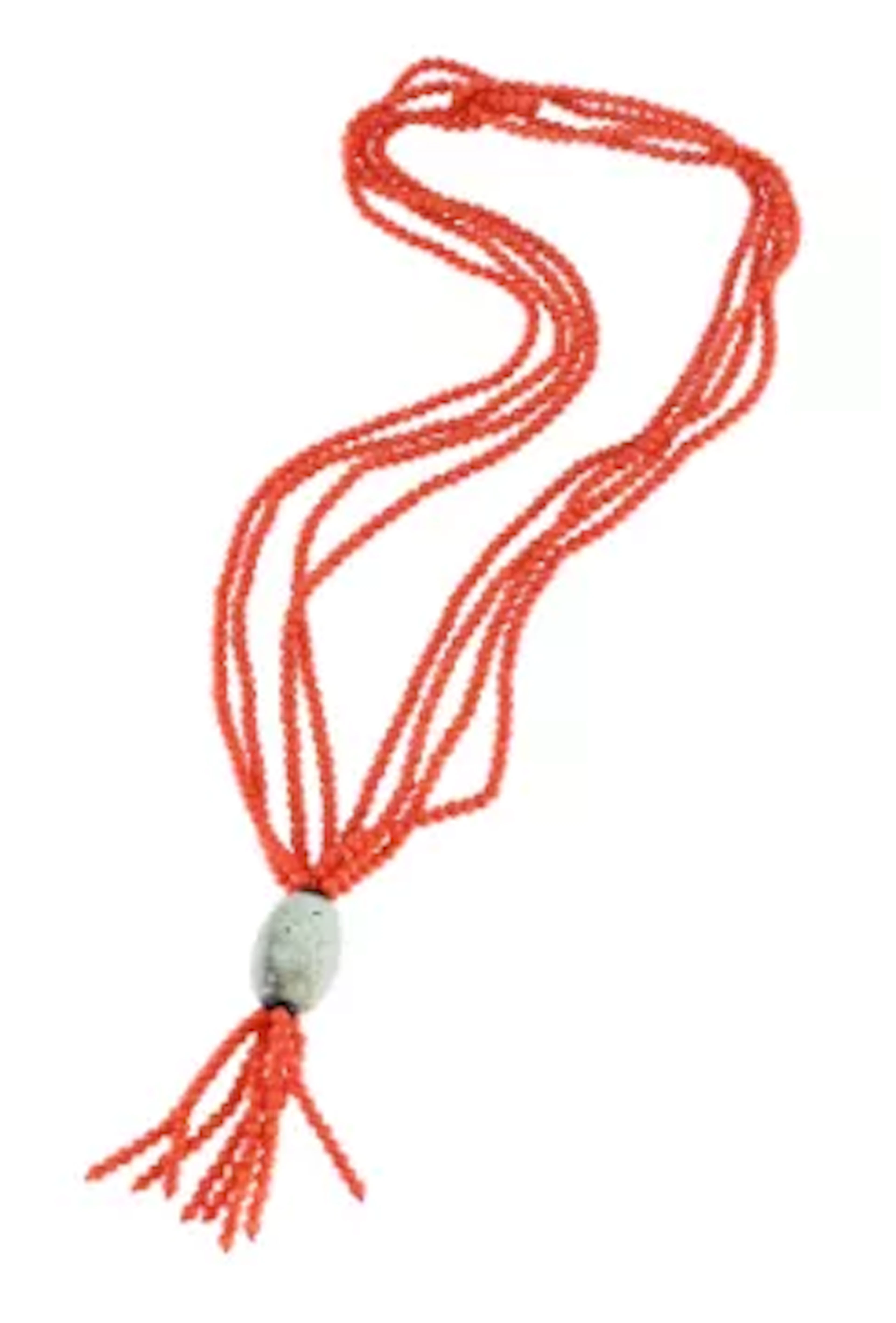 Y A CORAL AND JADEITE JADE SAUTOIR