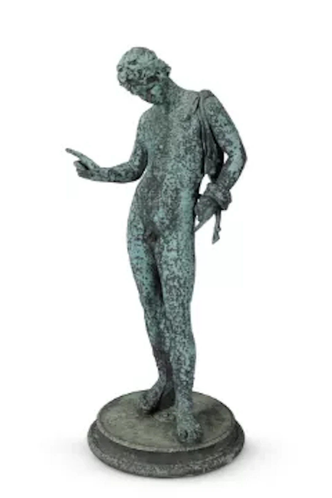 AFTER THE ANTIQUE, A LARGE BRONZE FIGURE OF NARCISSUS, PROBABLY NAPLES