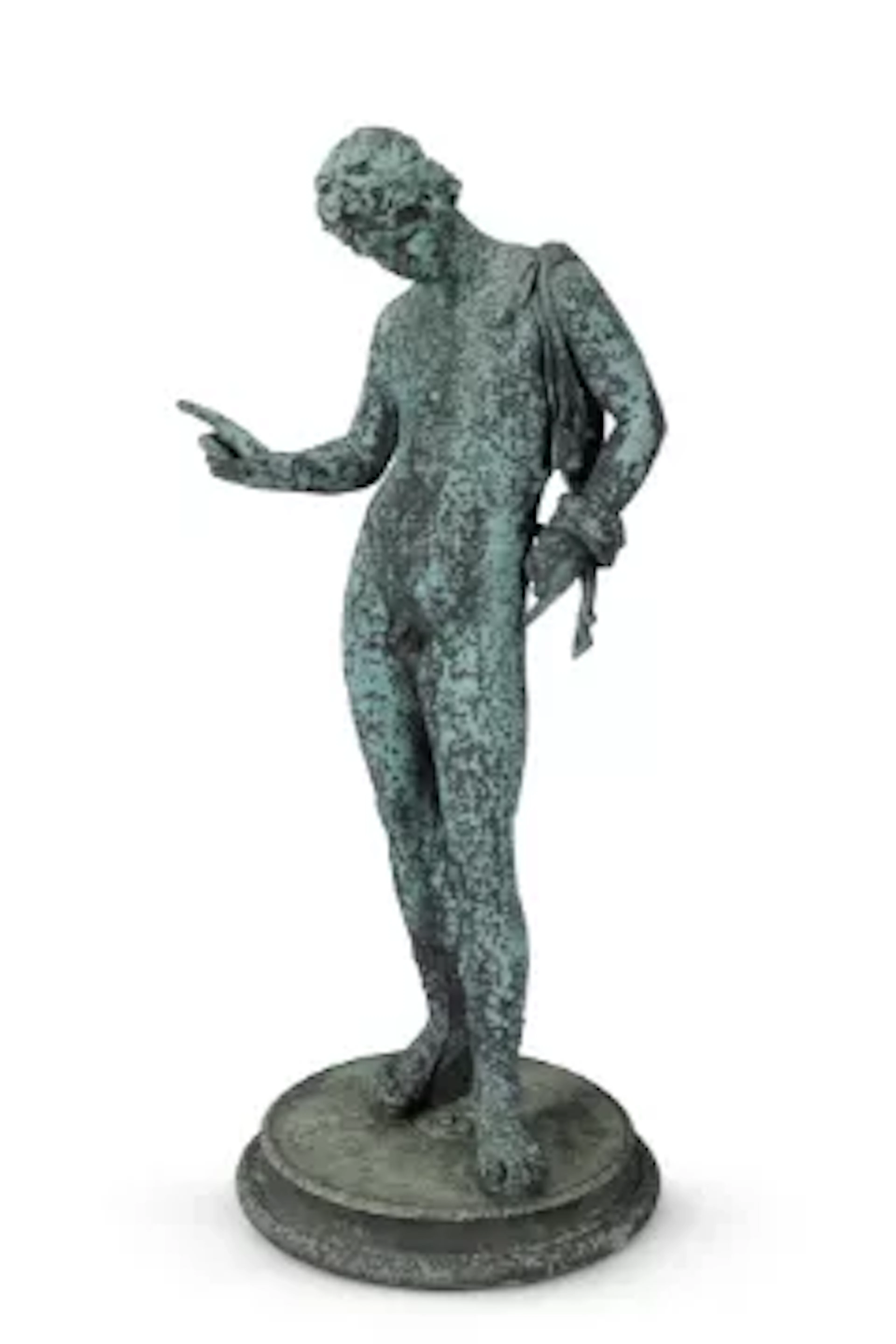 AFTER THE ANTIQUE, A LARGE BRONZE FIGURE OF NARCISSUS, PROBABLY NAPLES