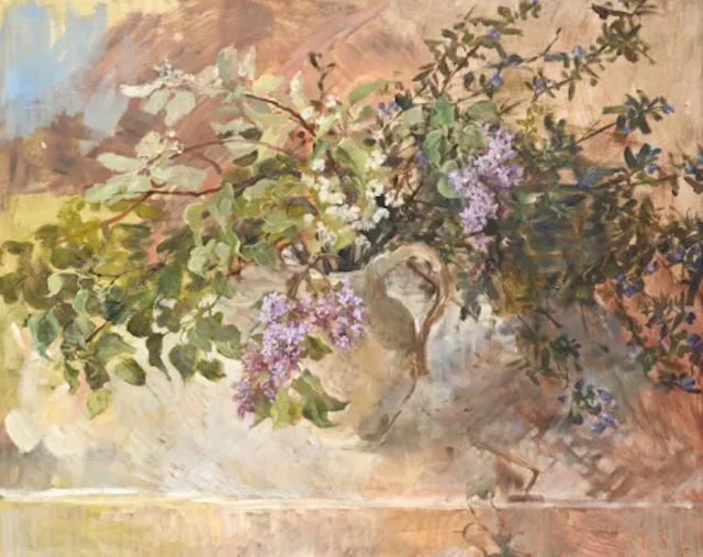 λ EMILY PATRICK (BRITISH B. 1959), STILL LIFE WITH LILAC