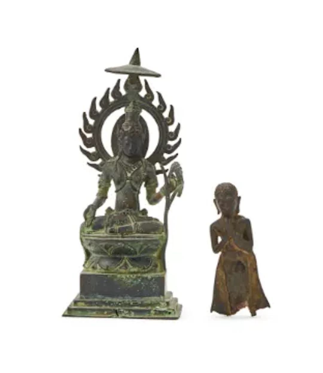 A fragment of Thai bronze monk, 19th century