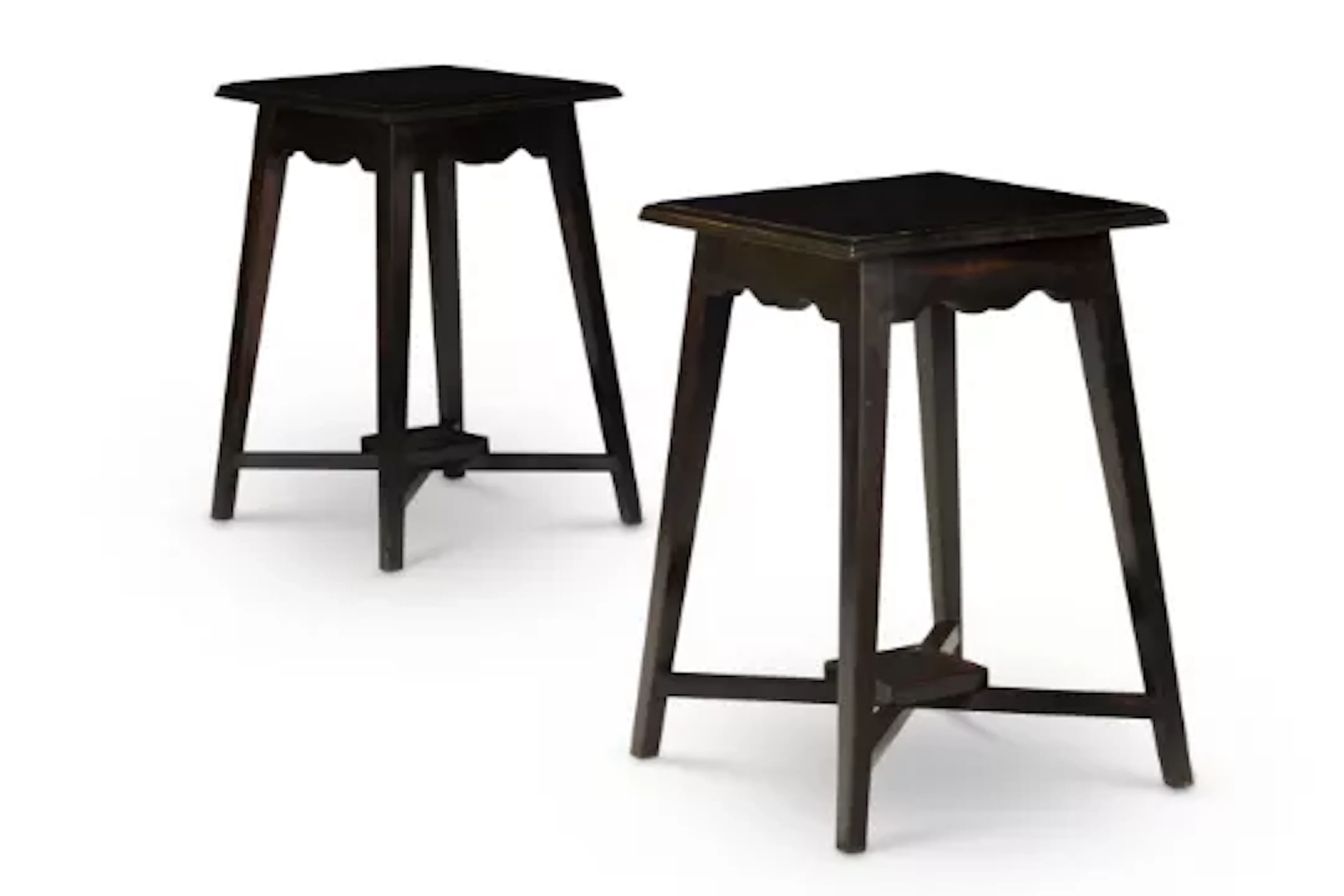 Y A PAIR OF EBONY TWO TIER OCCASIONAL TABLES, INDIAN, MODERN