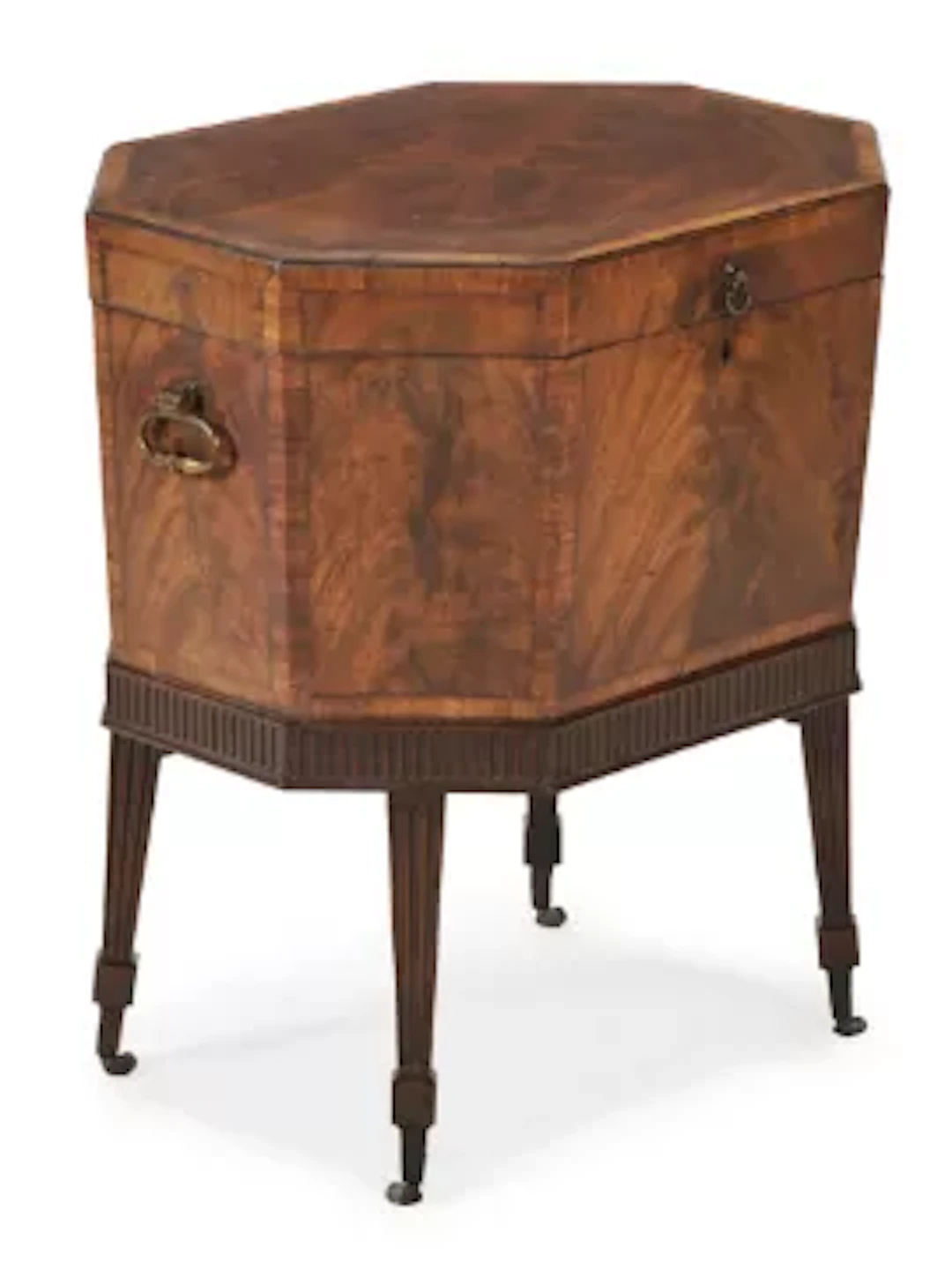 Y A GEORGE III MAHOGANY AND TULIPWOOD CROSSBANDED WINE COOLER, CIRCA 1770