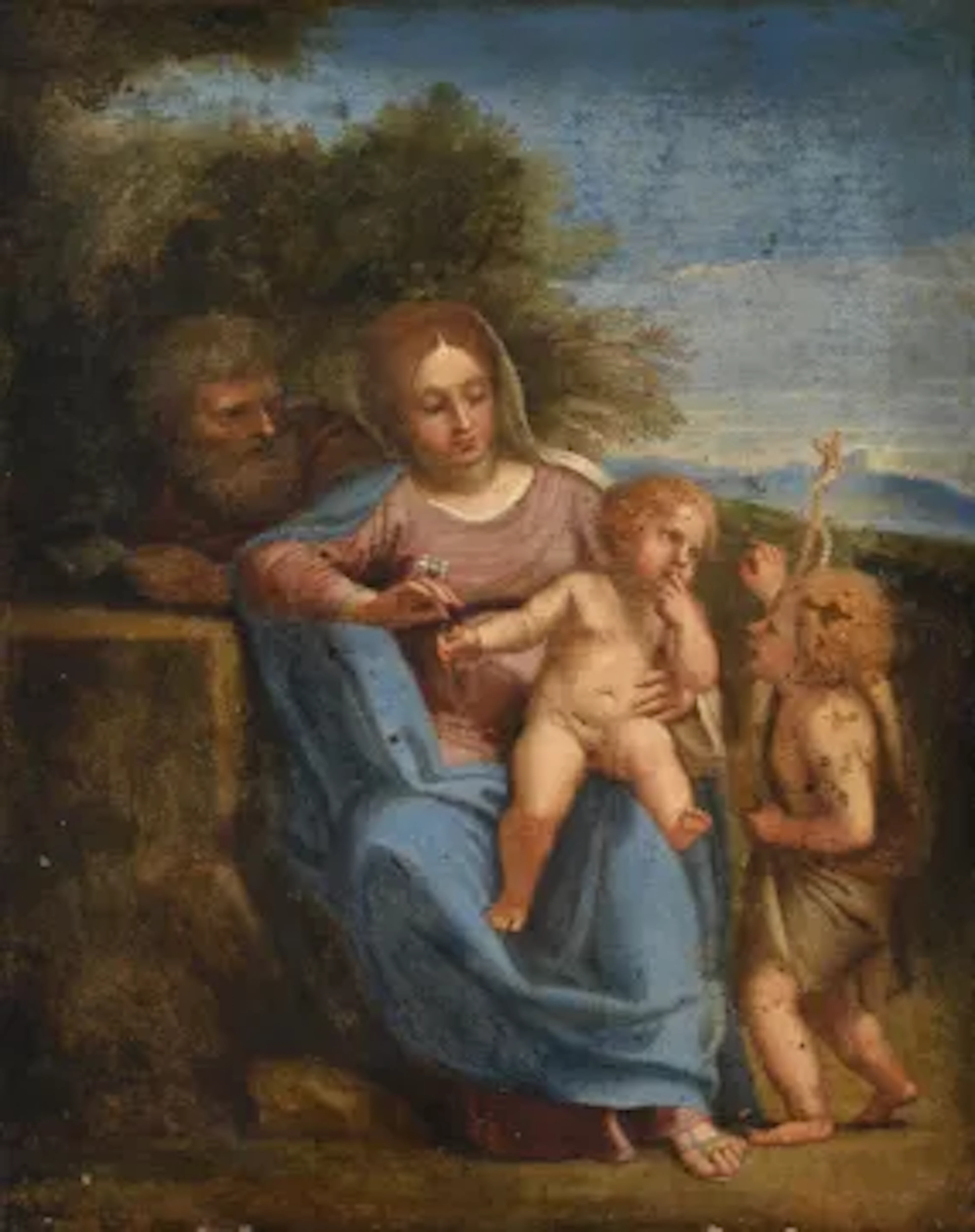 FOLLOWER OF ANNIBALE CARRACCI, HOLY FAMILY WITH SAINT JOHN THE BAPTIST