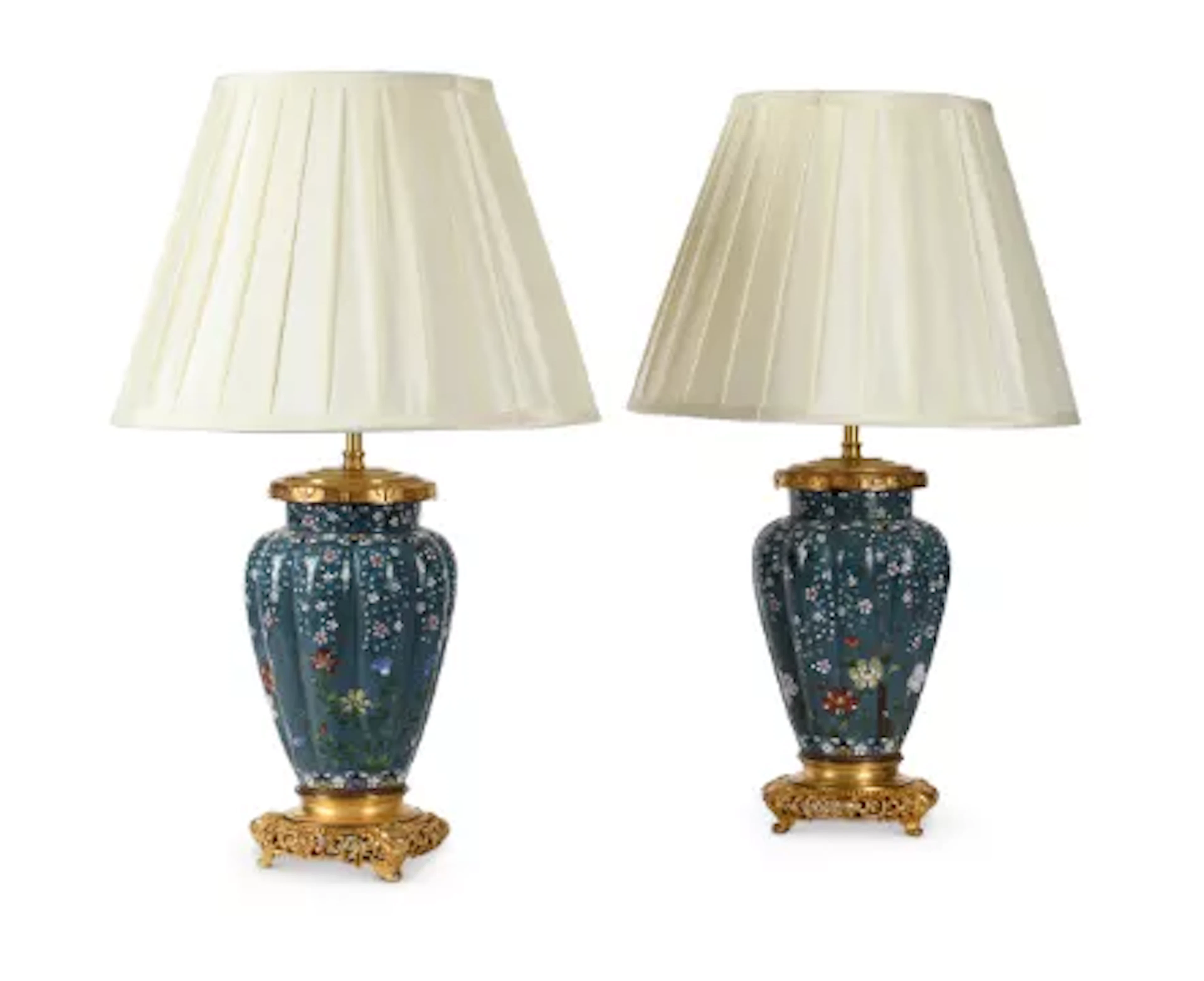 A PAIR OF GILT METAL MOUNTED CLOISONNÉ VASE TABLE LIGHTS, LATE 19TH CENTURY