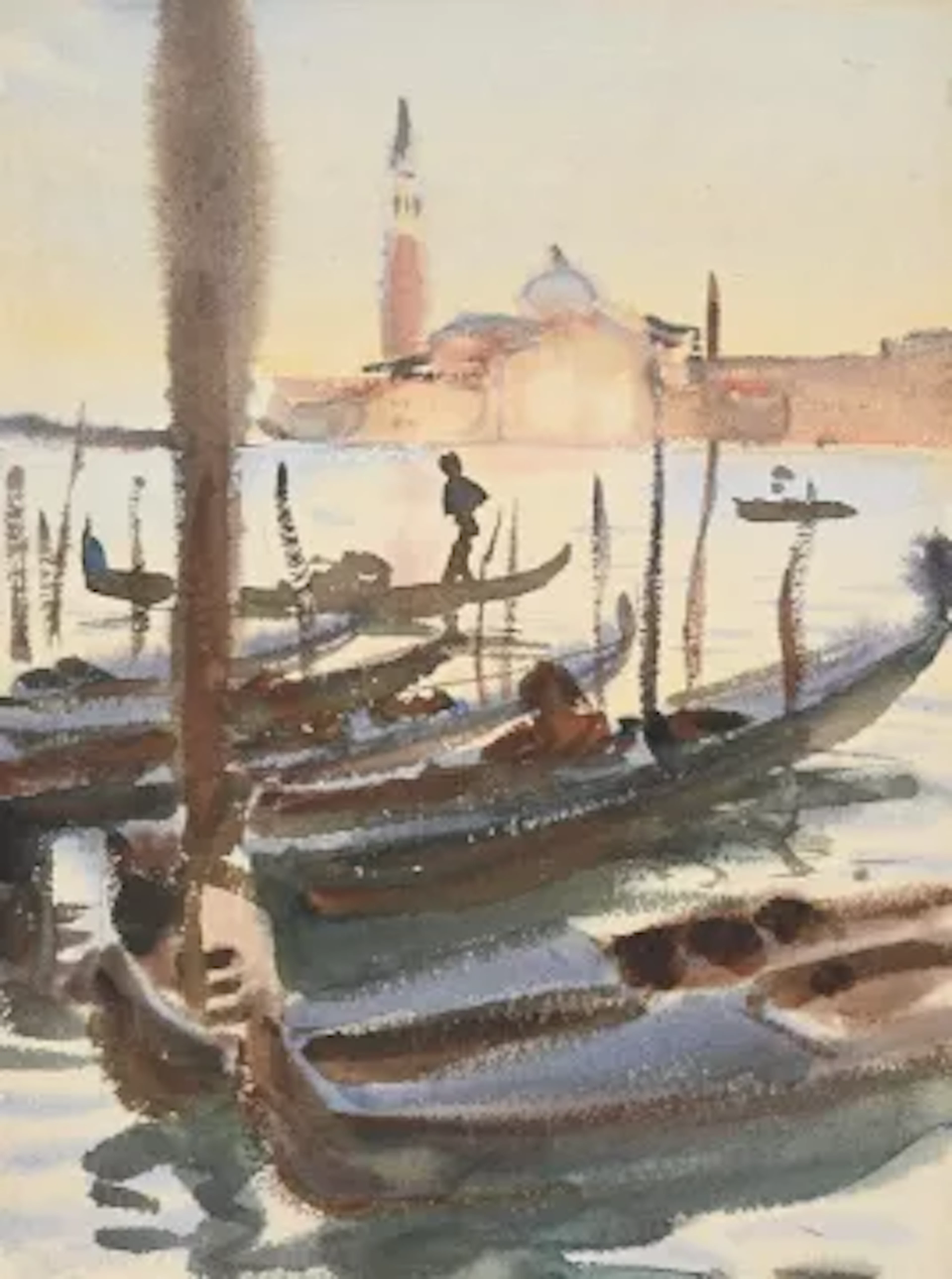 ‡ JOHN SINGER SARGENT (AMERICAN 1856-1925), VENICE, GONDOLAS OFF SAN