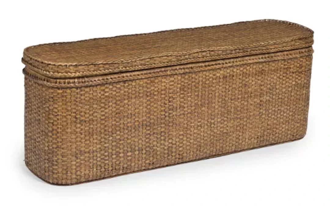 AN OKA RATTAN STORAGE OTTOMAN, CONTEMPORARY