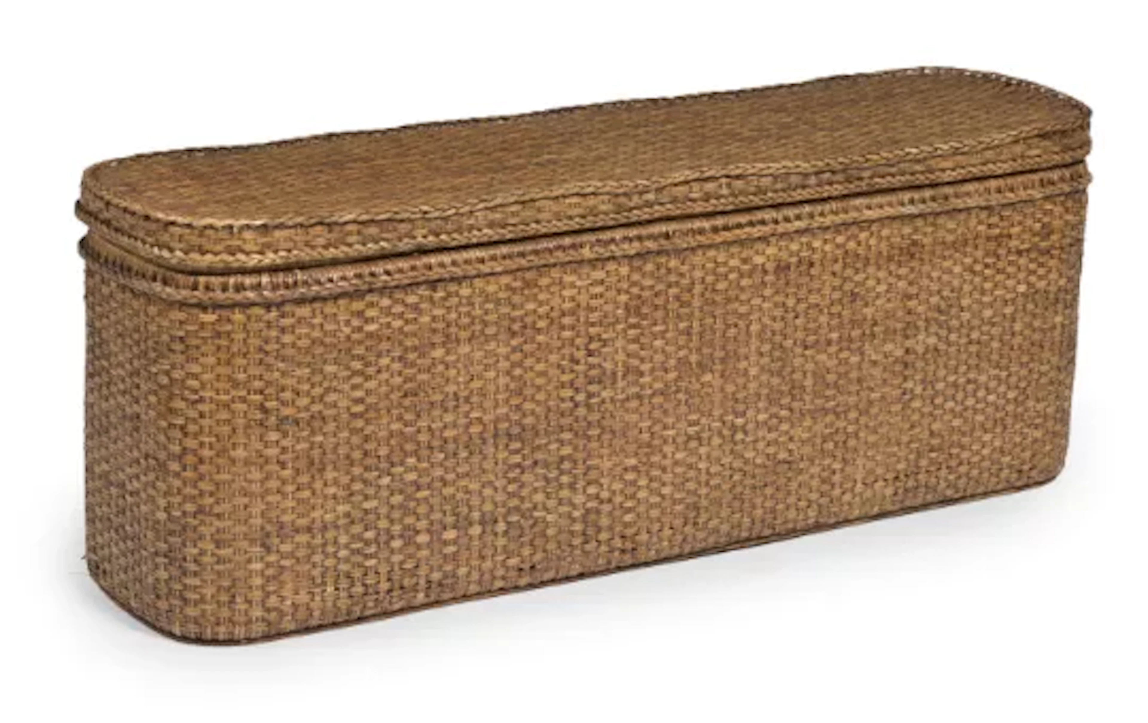 AN OKA RATTAN STORAGE OTTOMAN, CONTEMPORARY