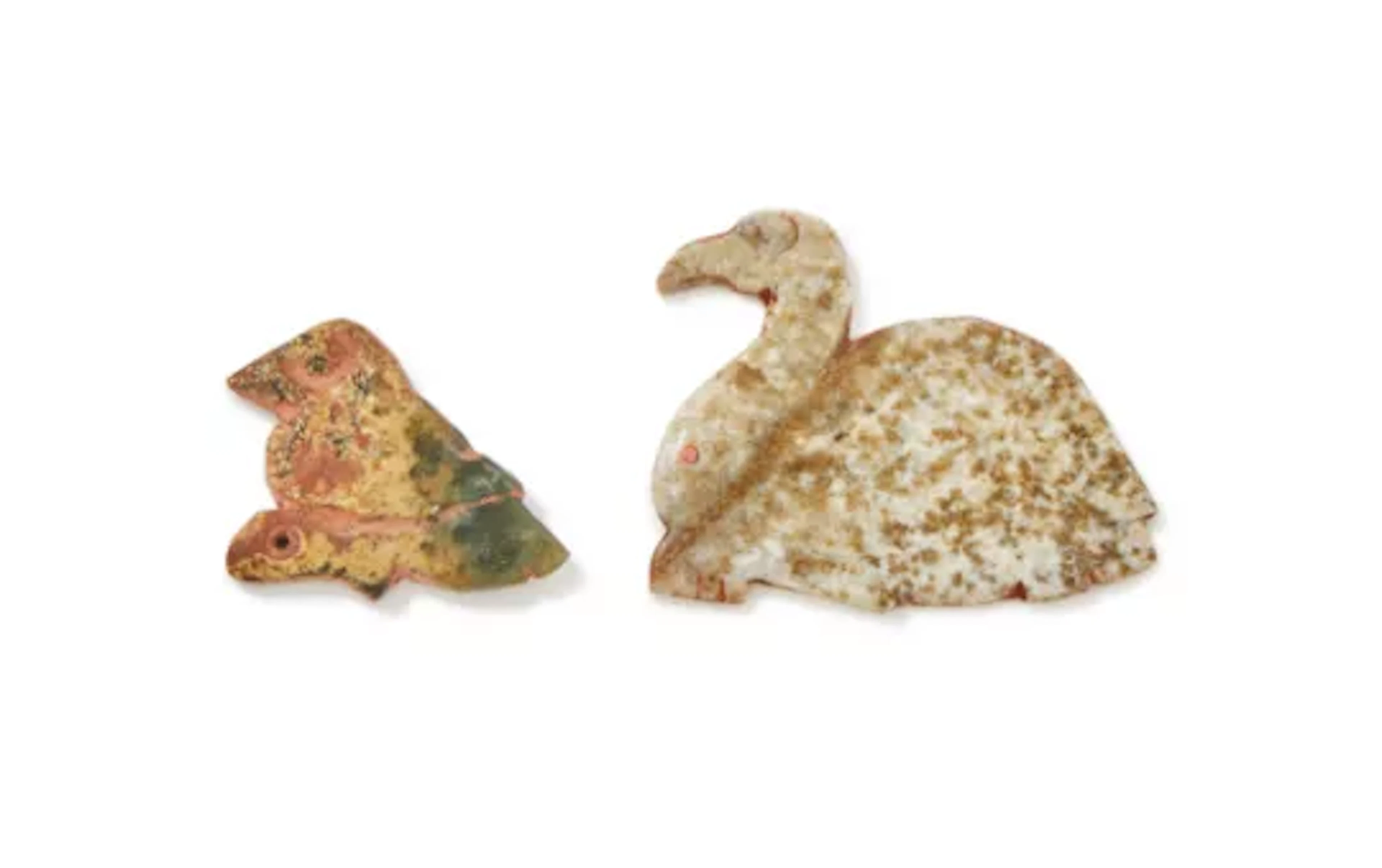 Two Chinese jade carved birds, Shang Dynasty or later