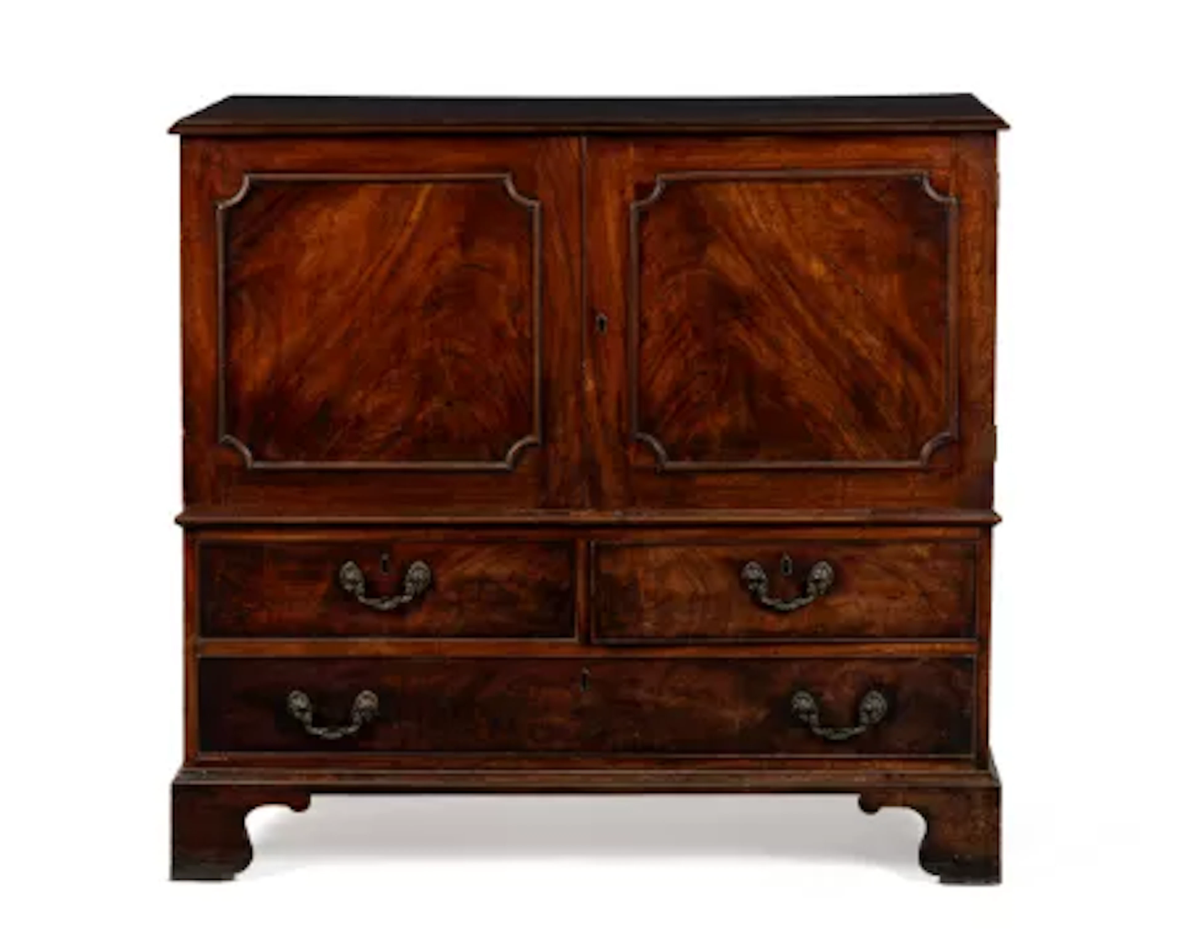 A GEORGE III MAHOGANY CLOTHES PRESS, CIRCA 1770