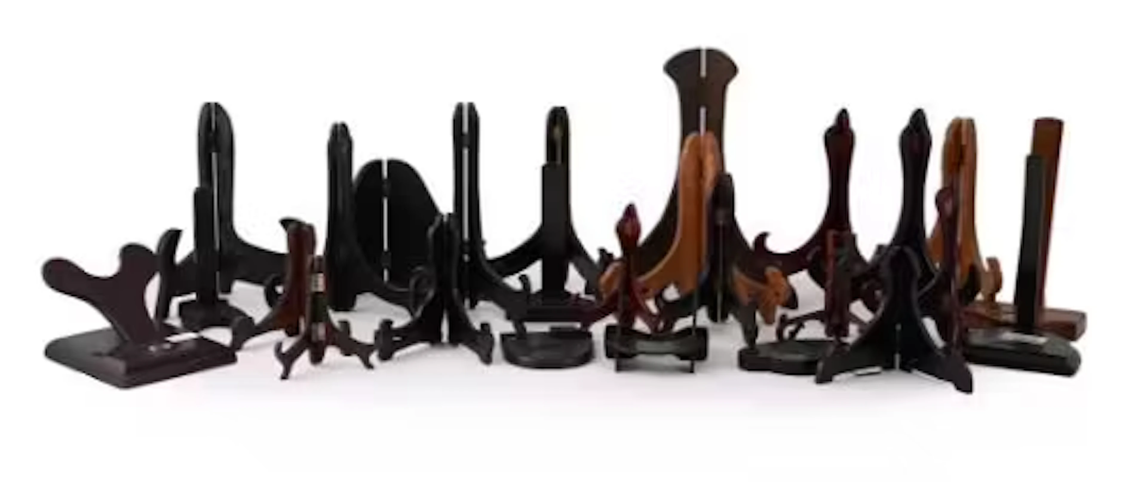A group of twenty-six wood stands